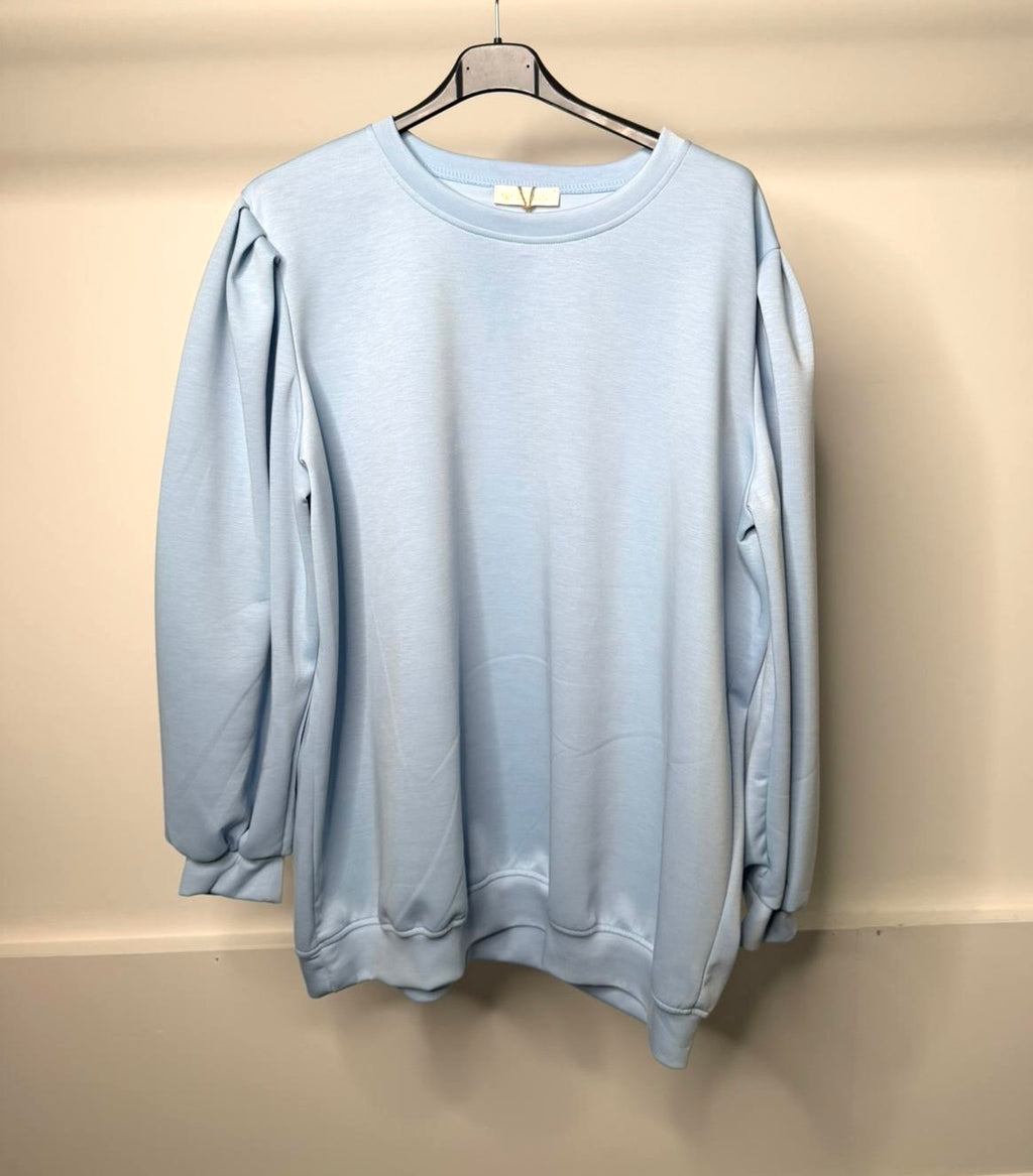 PLUS SIZE - Ruched Shoulder Detail Oversized Soft Scuba Jumper Dress