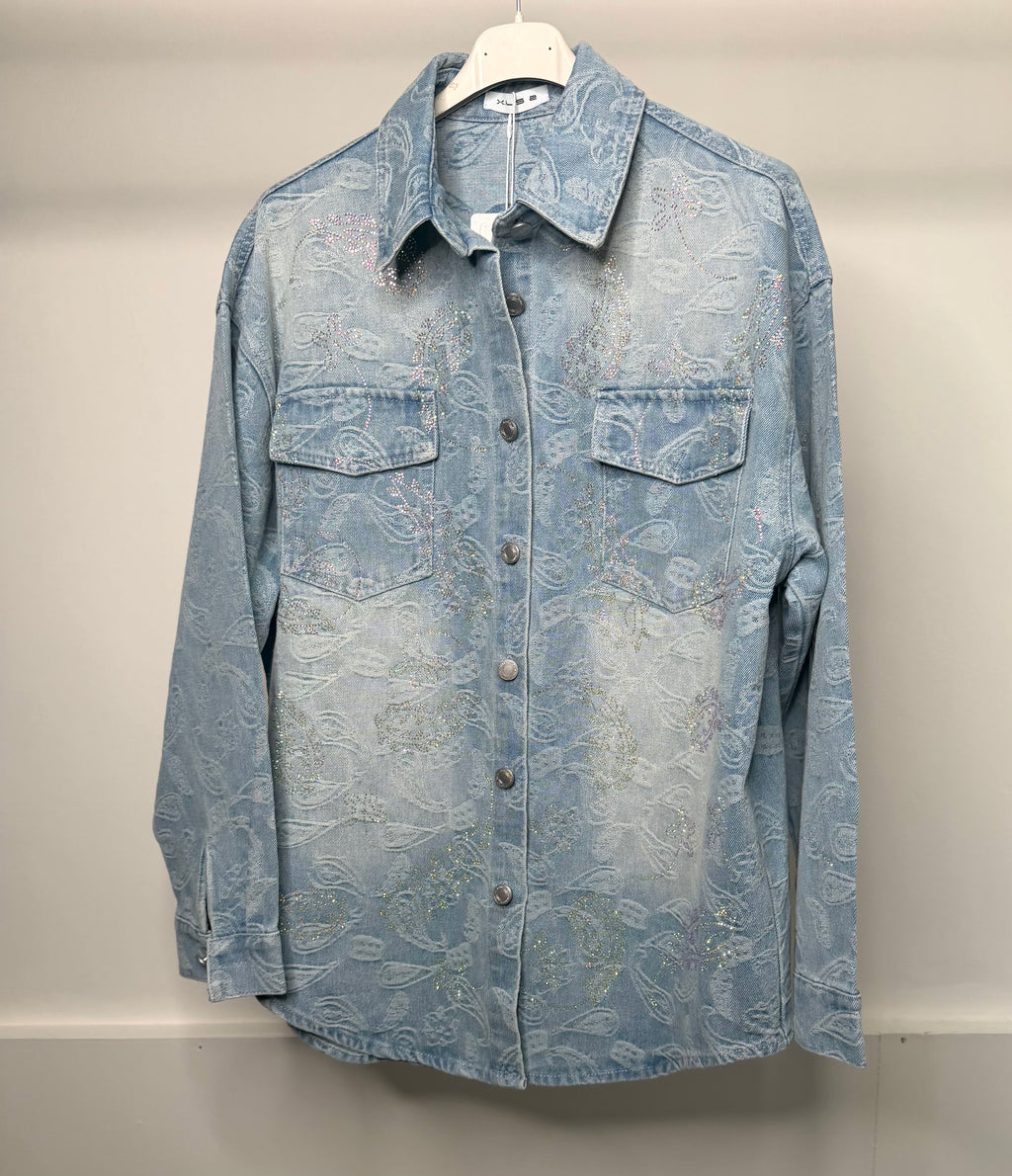 LUXE Oversized Diamanté Denim Jacket