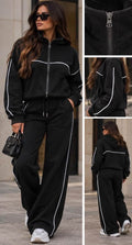 Black & White Zip Up Lounge Set