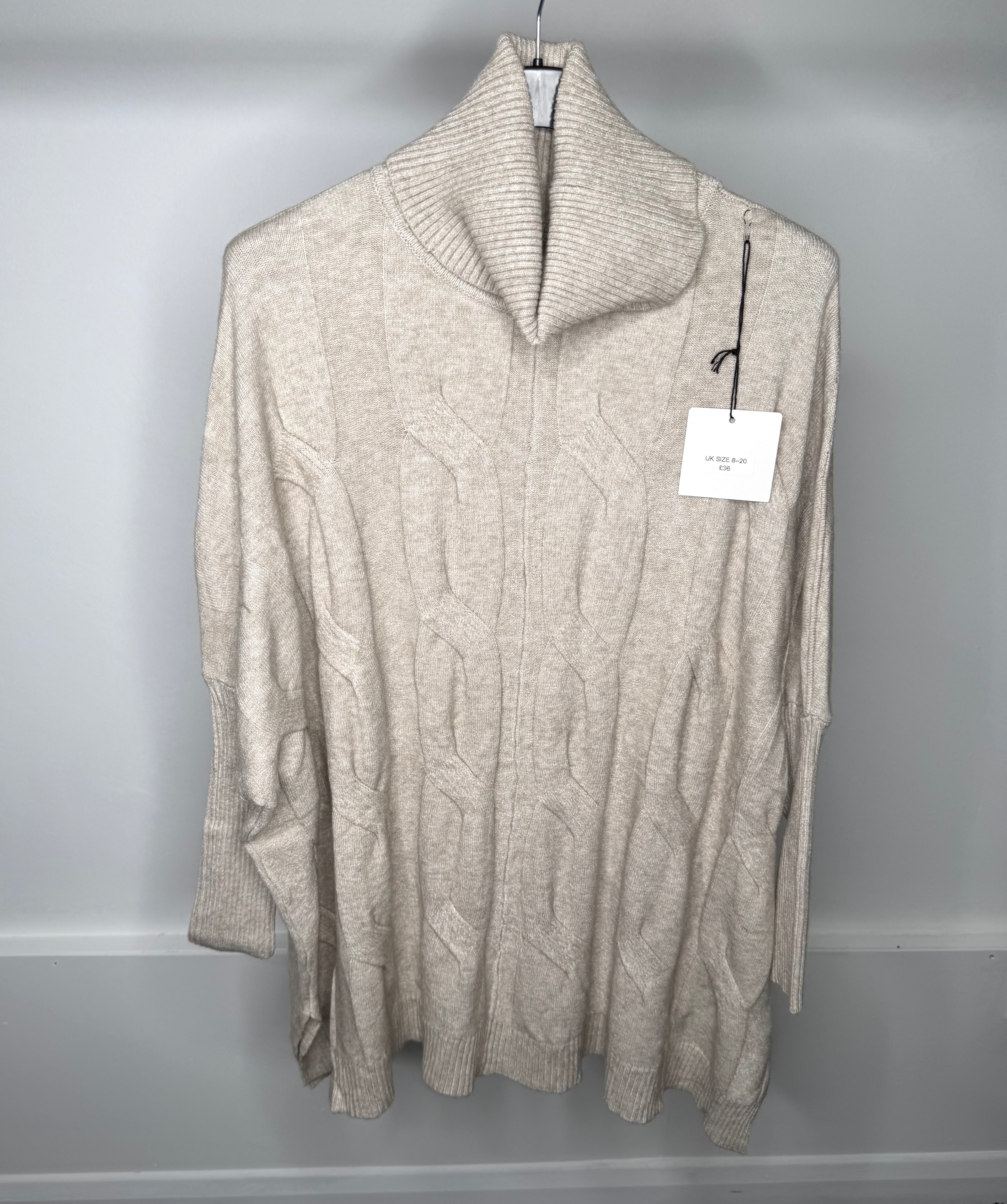 Plait Detail Loose Fit Roll Neck Long Jumper Dress