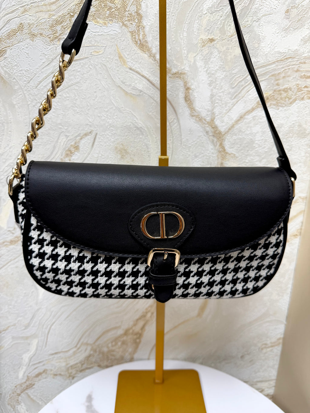 Dior Inspired Dog Tooth Tweed Bag