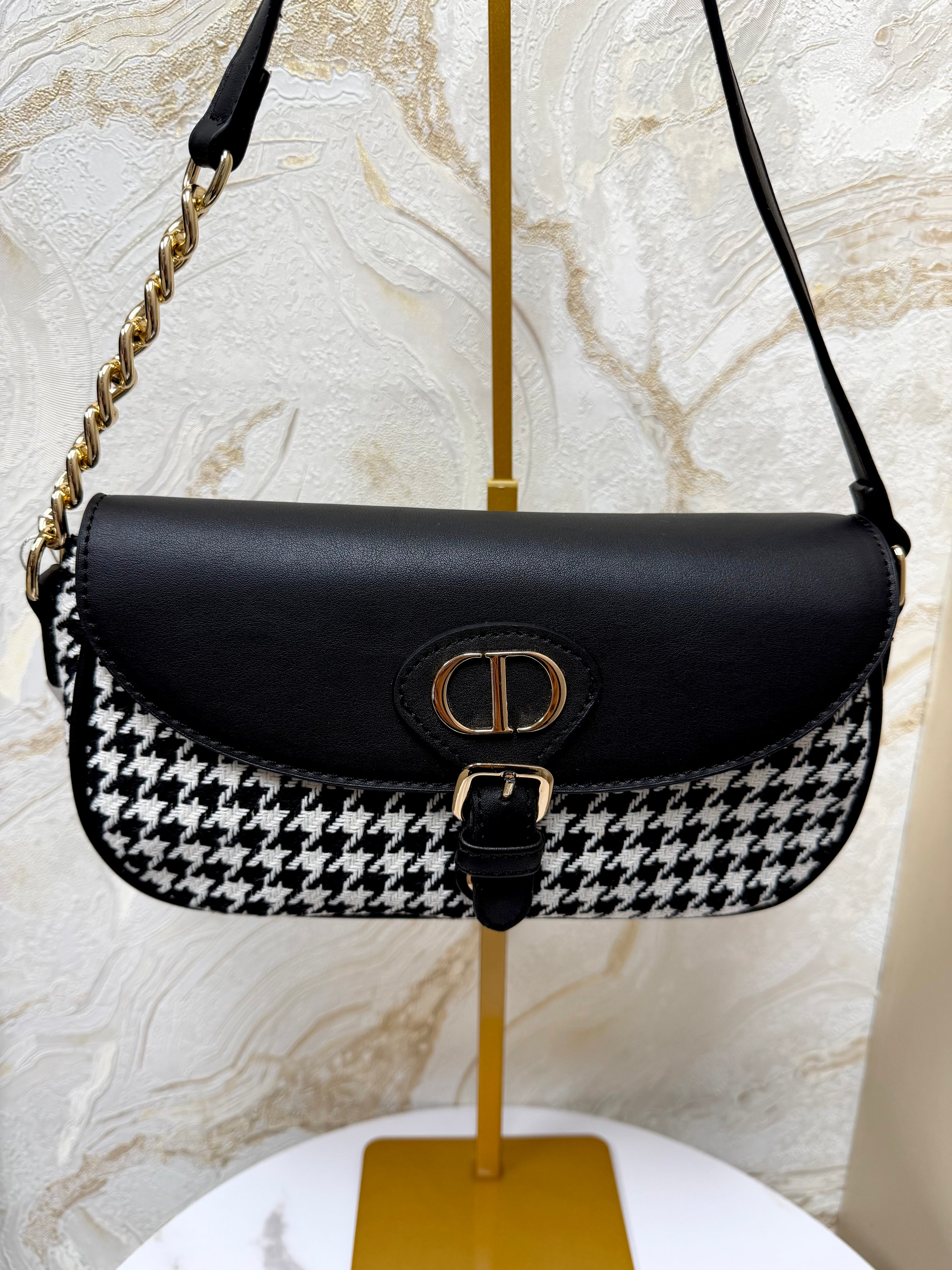 Dior Inspired Dog Tooth Tweed Bag