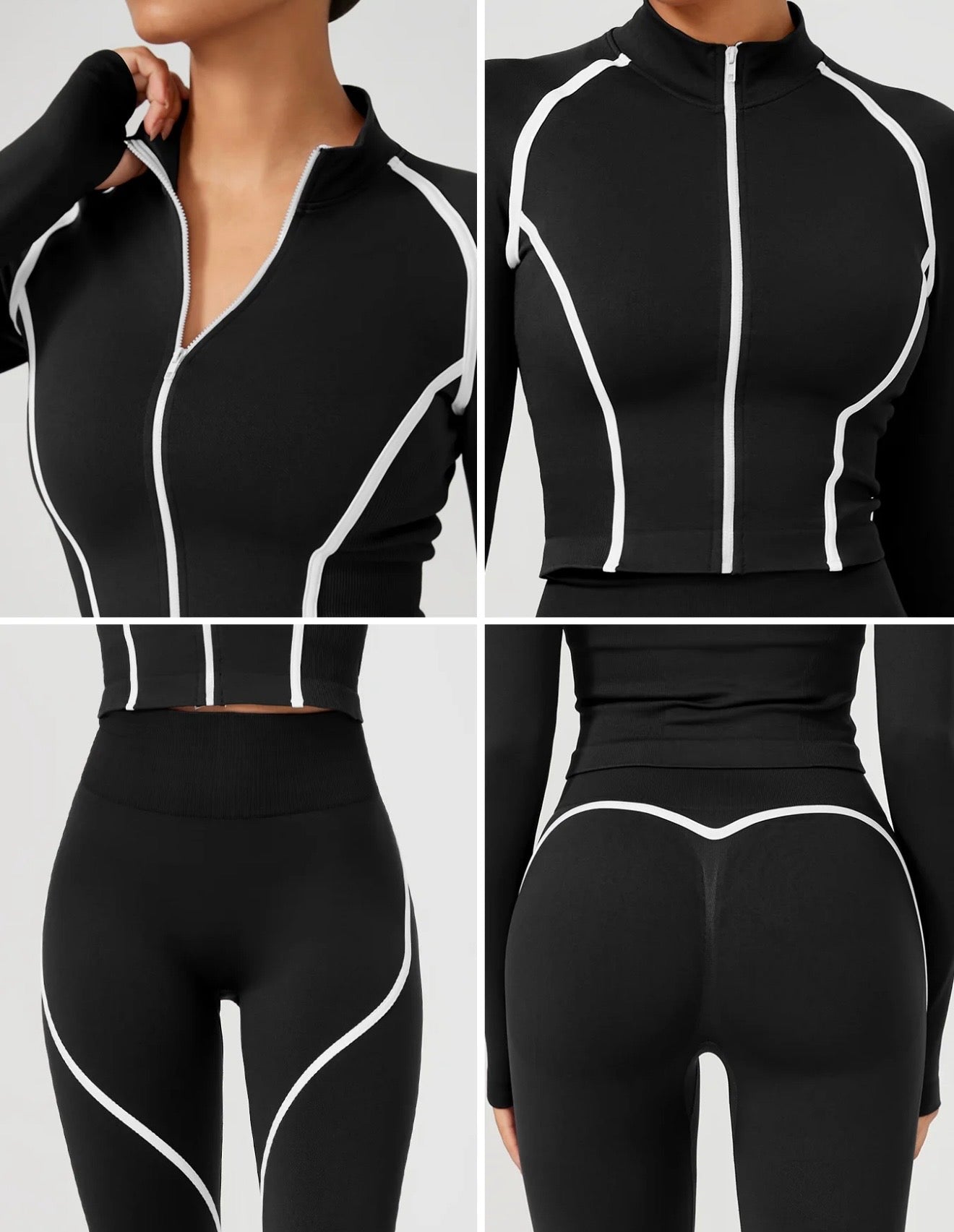 Body Sculpting White Detail Gym Set - Black