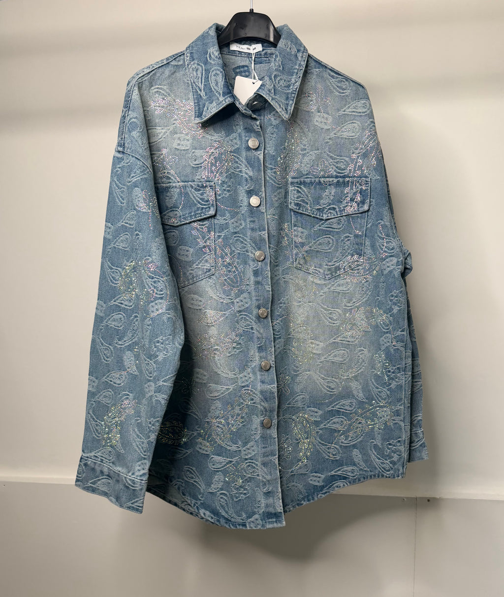 LUXE Oversized Diamanté Denim Jacket