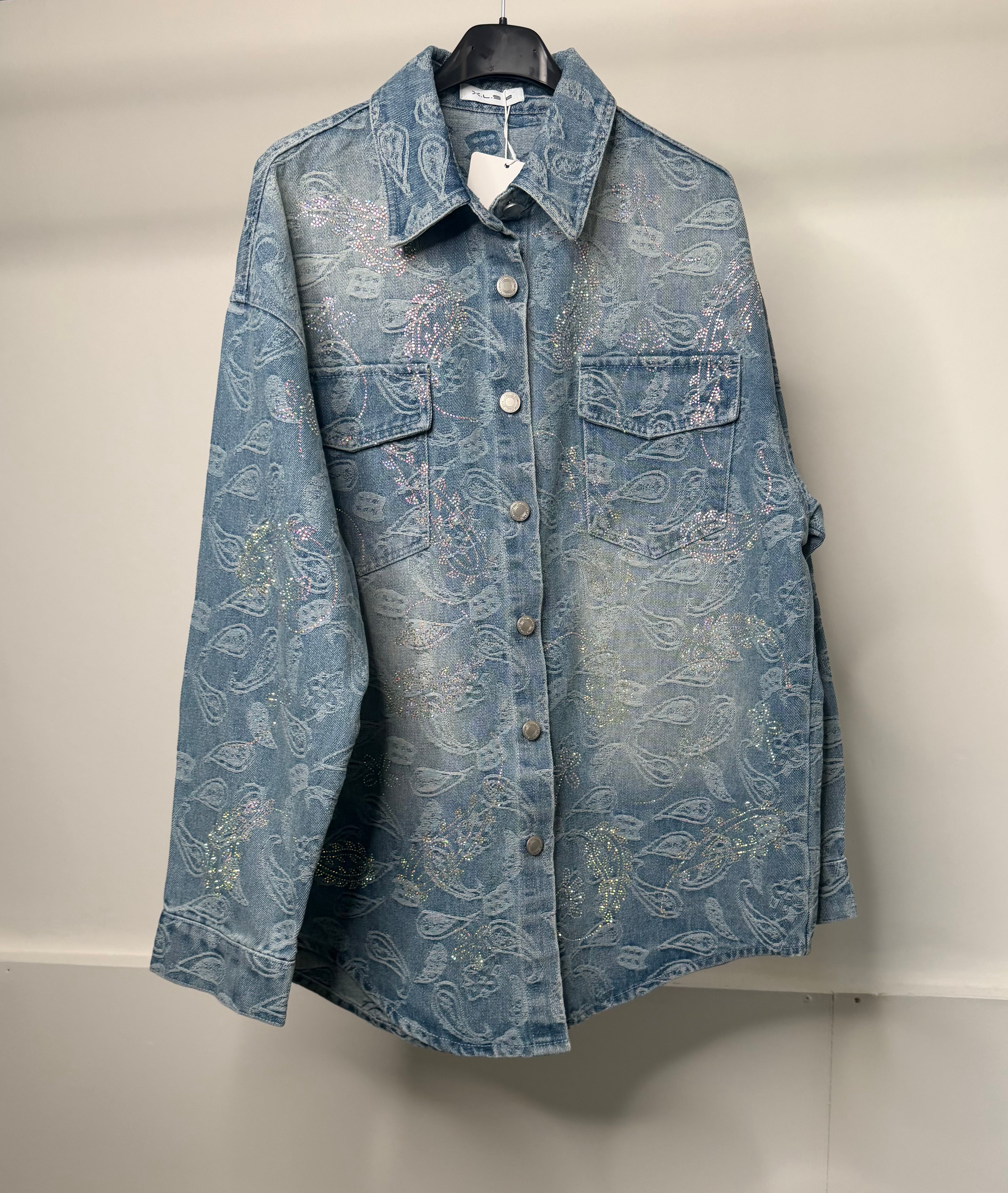 LUXE Oversized Diamanté Denim Jacket