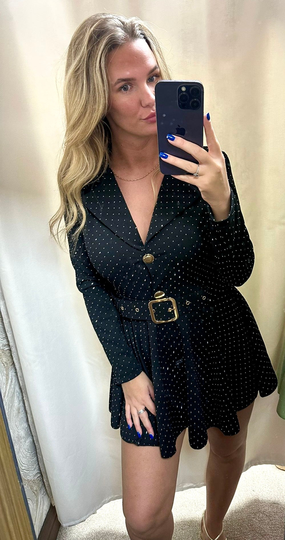 Diamanté Rhinestone Blazer Playsuit With Belt