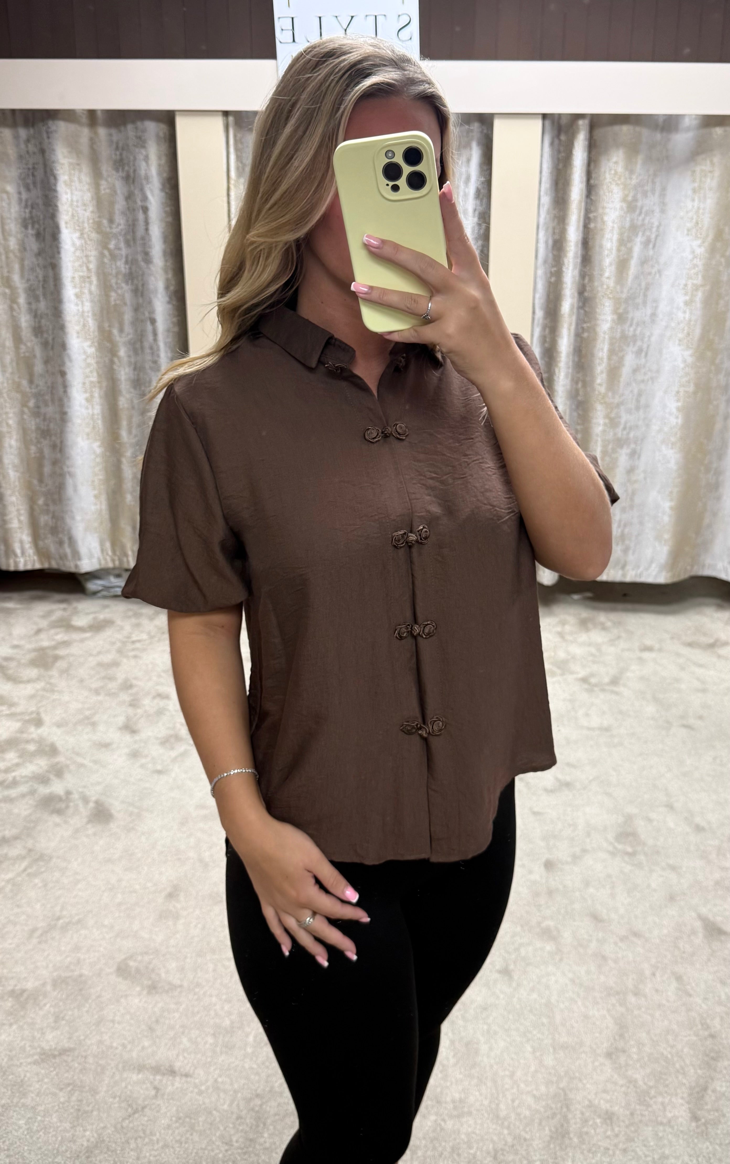 Rose Fastening Detail Blouse