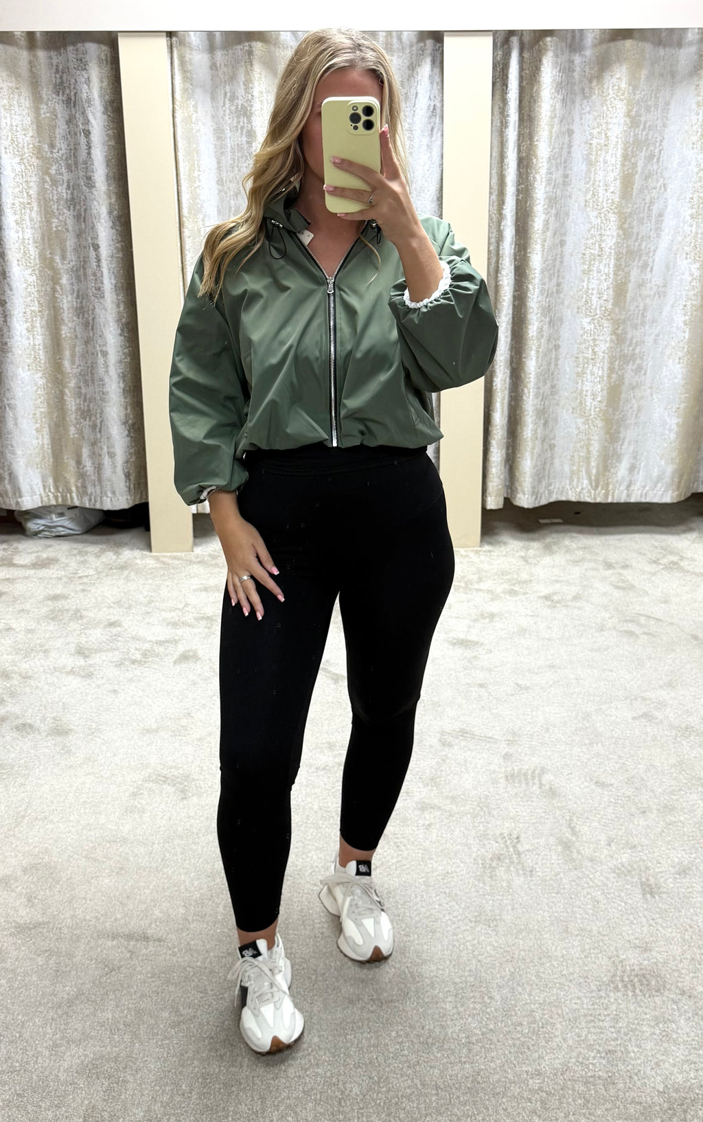Ruched Collar Detail Waist Cinching Elasticated Zip Up Jacket
