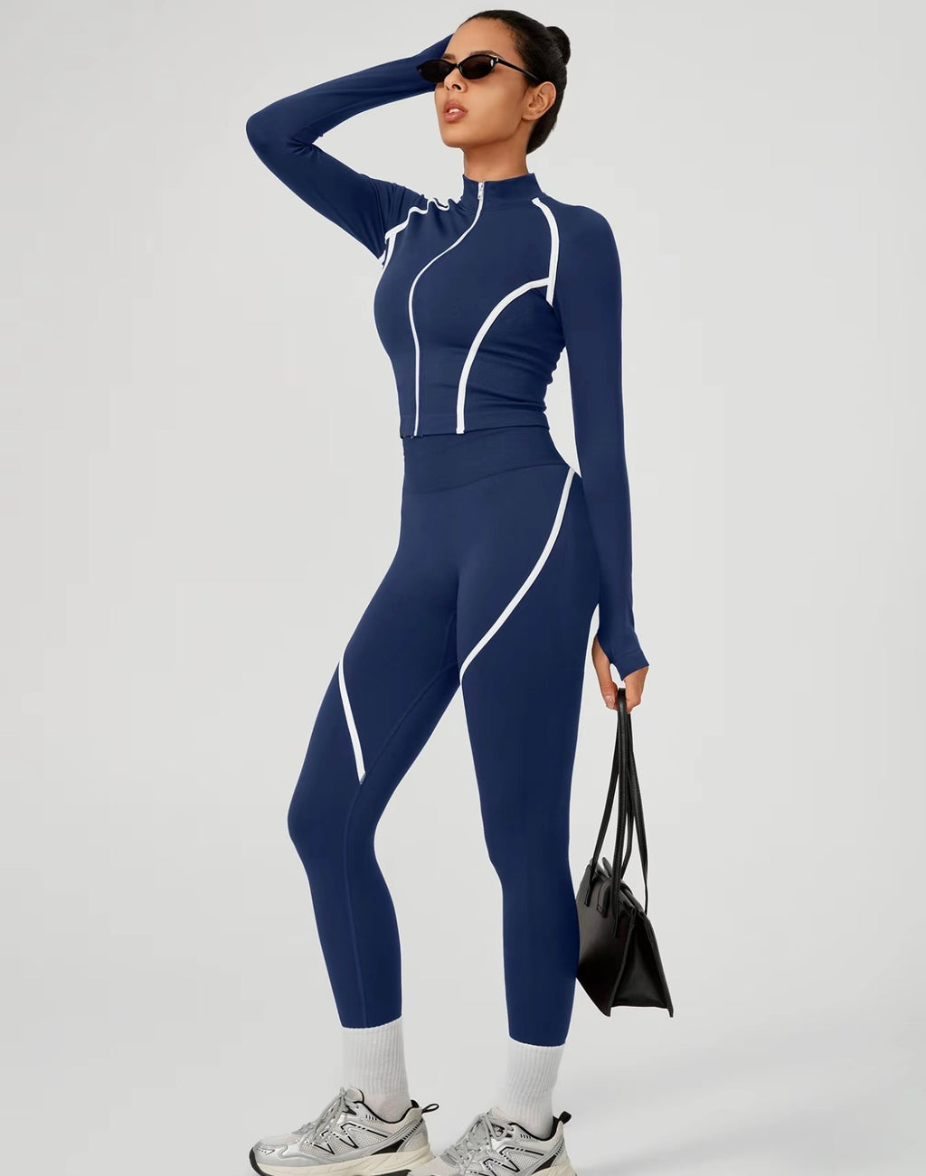 Body Sculpting White Detail Gym Set - Blue