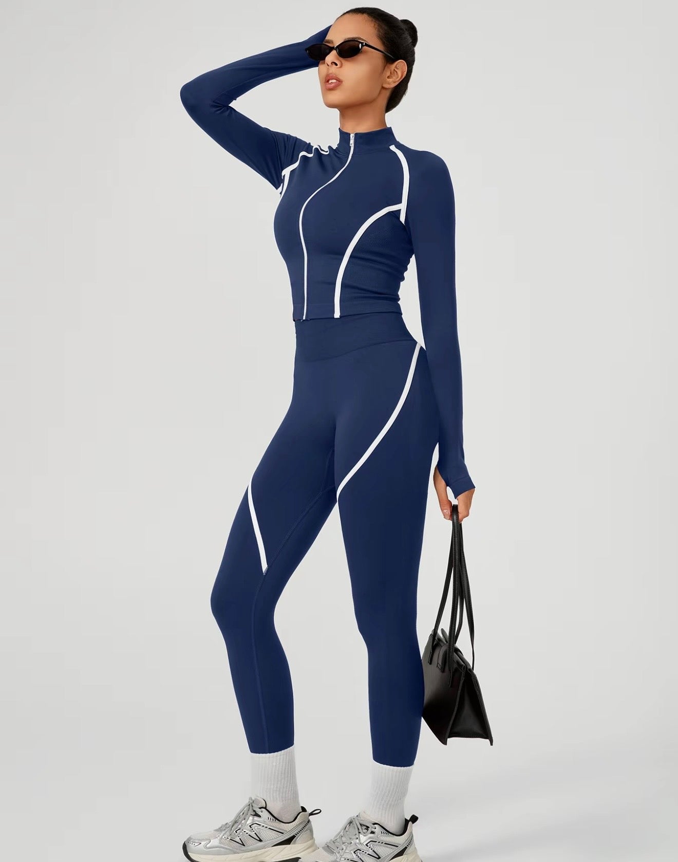 Body Sculpting White Detail Gym Set - Blue