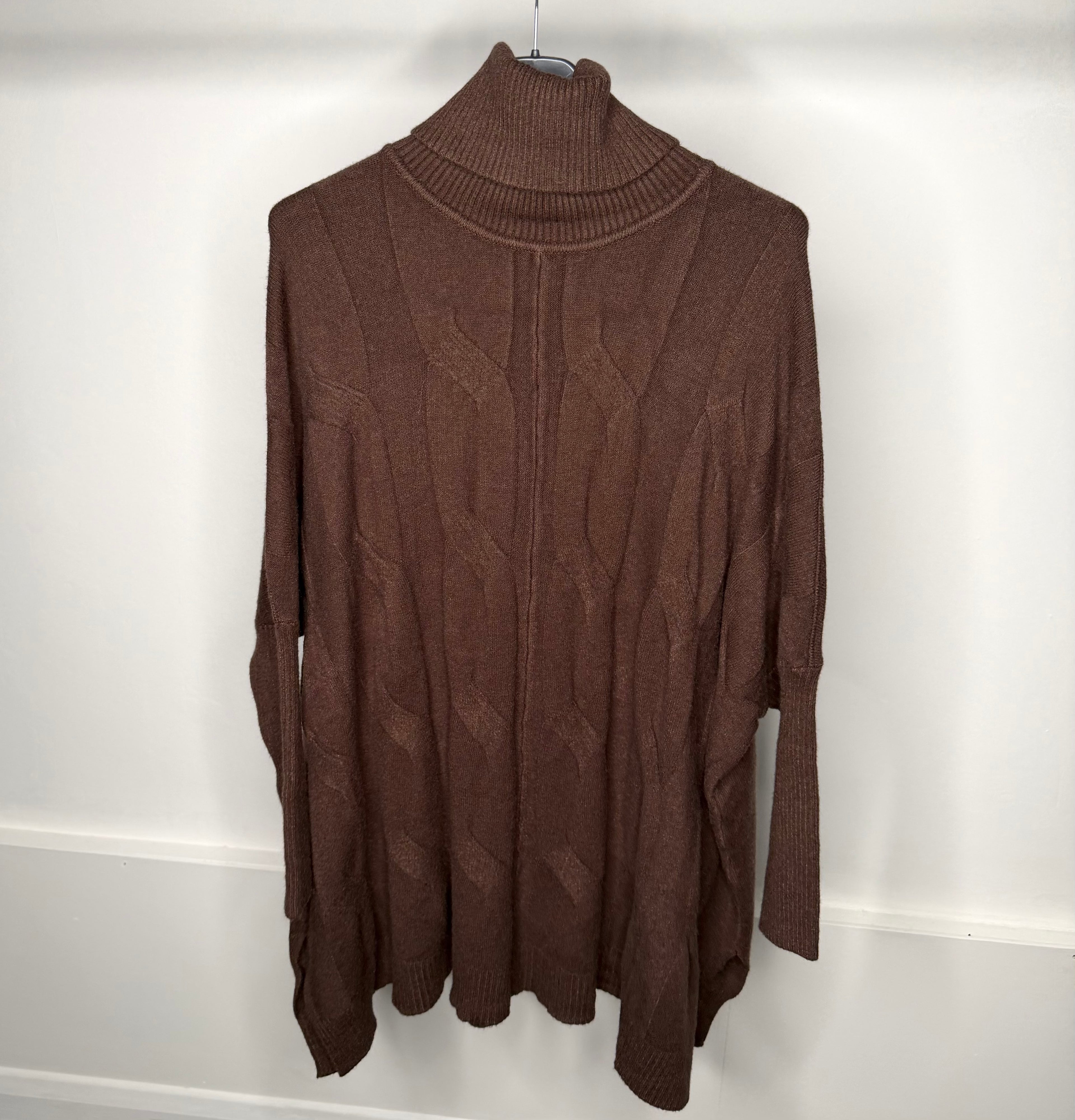 Plait Detail Loose Fit Roll Neck Long Jumper Dress