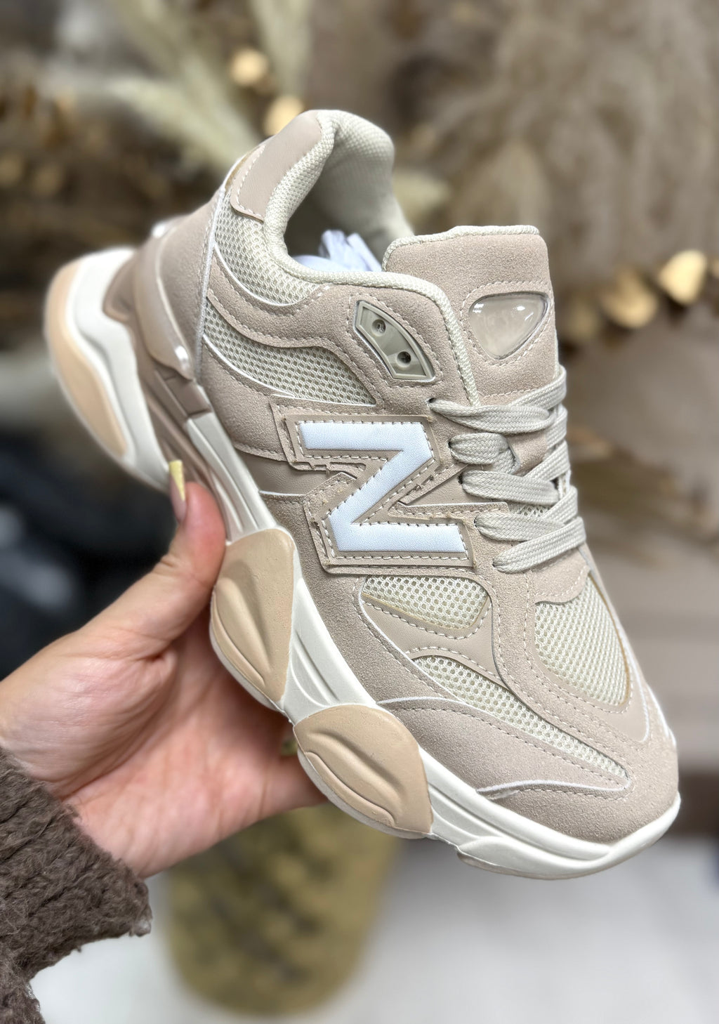 New Balance 9060 Inspired Trainers - Nude & Beige