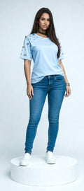LUXE Stud Embellished Short Sleeve T-Shirt