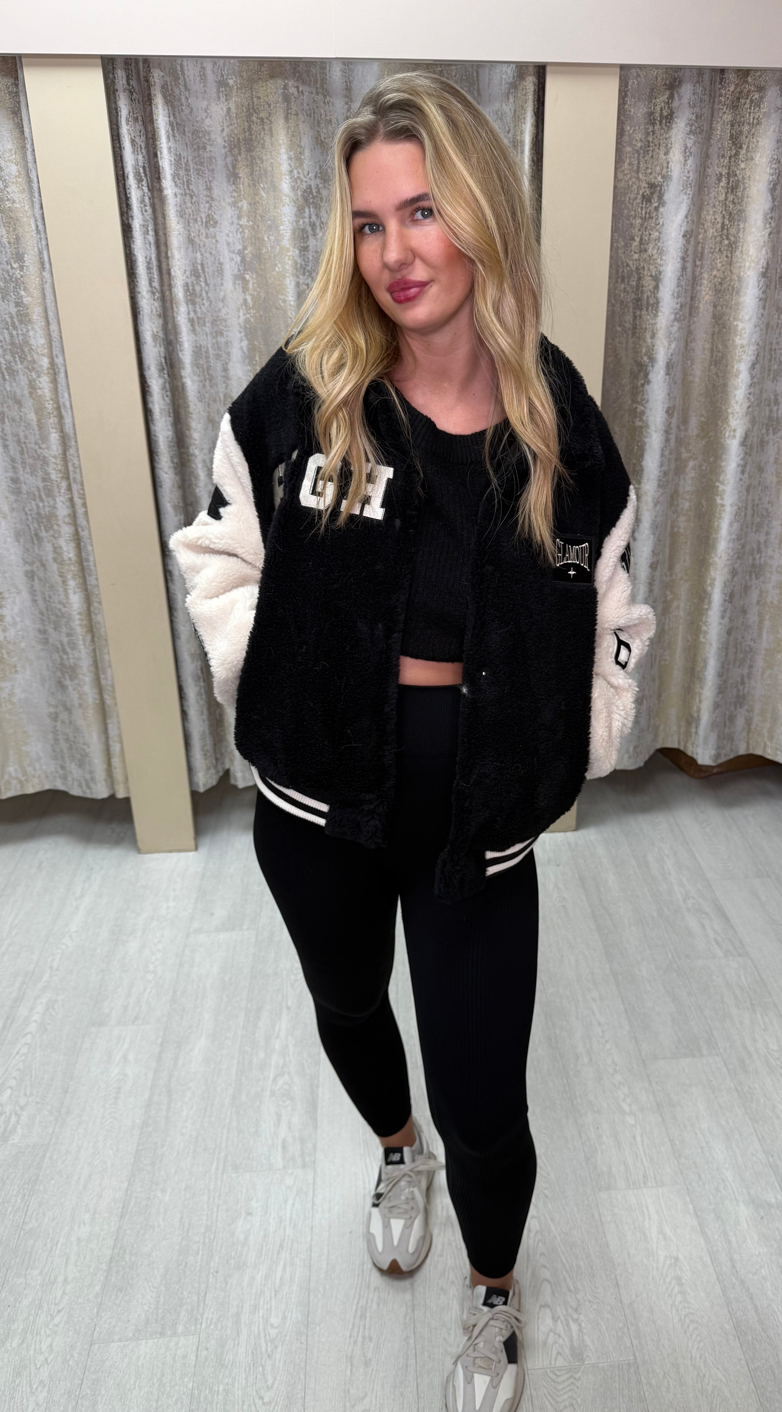 American High Glamour Teddy Jacket - Black