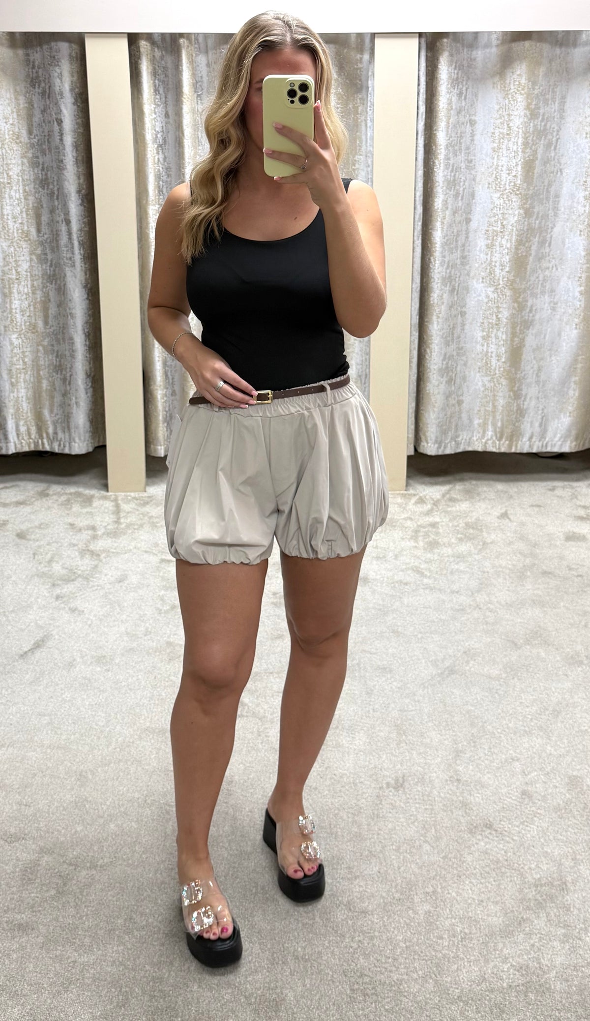 Balloon Hem Elasticated Belted Shorts
