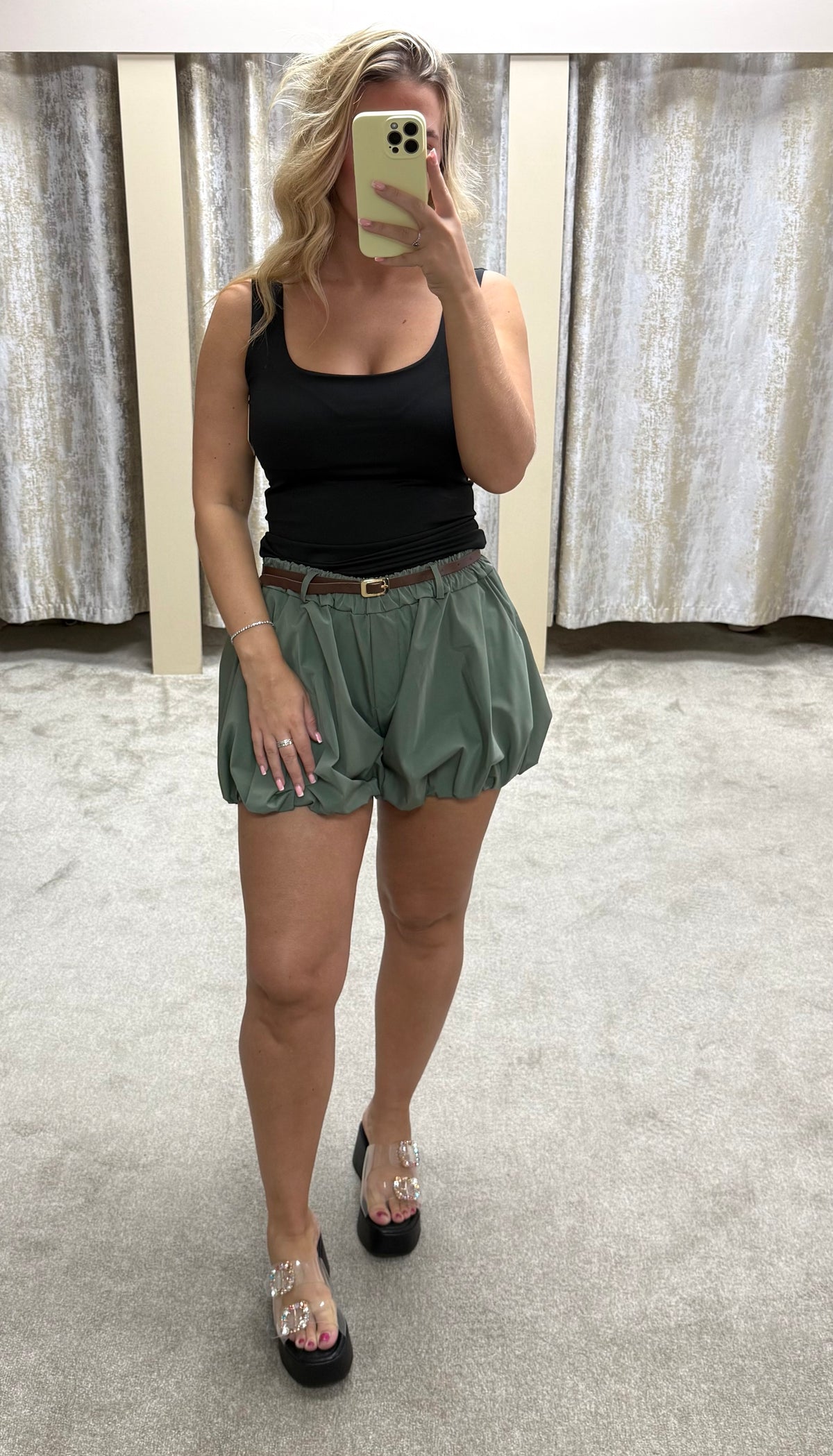 Balloon Hem Elasticated Belted Shorts