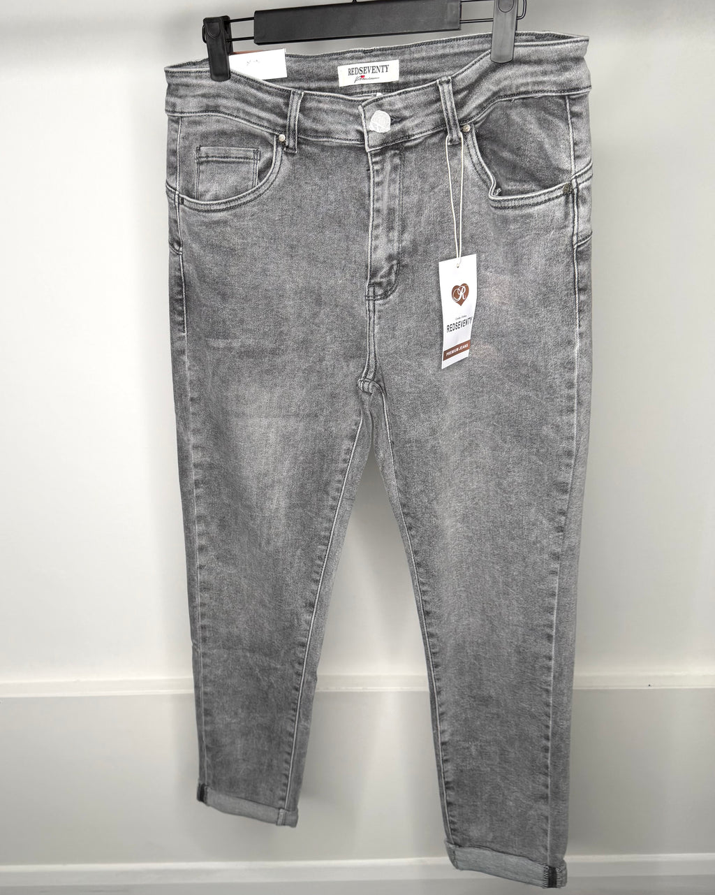 Grey Acid Wash Premium Stretchy Jeans - Push Up Sculpt Design