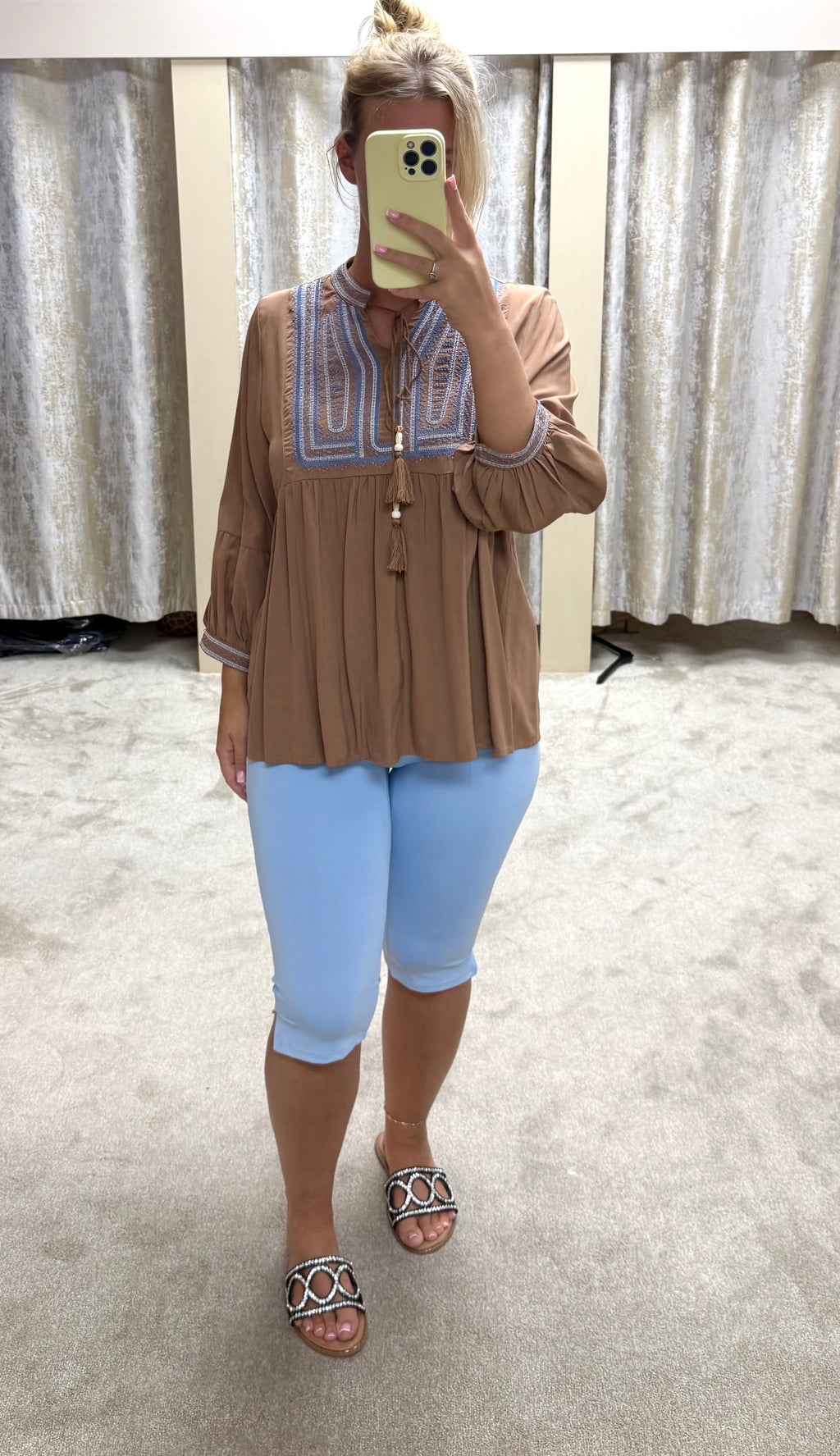 Boho Embroidered Detail Oversized Blouse