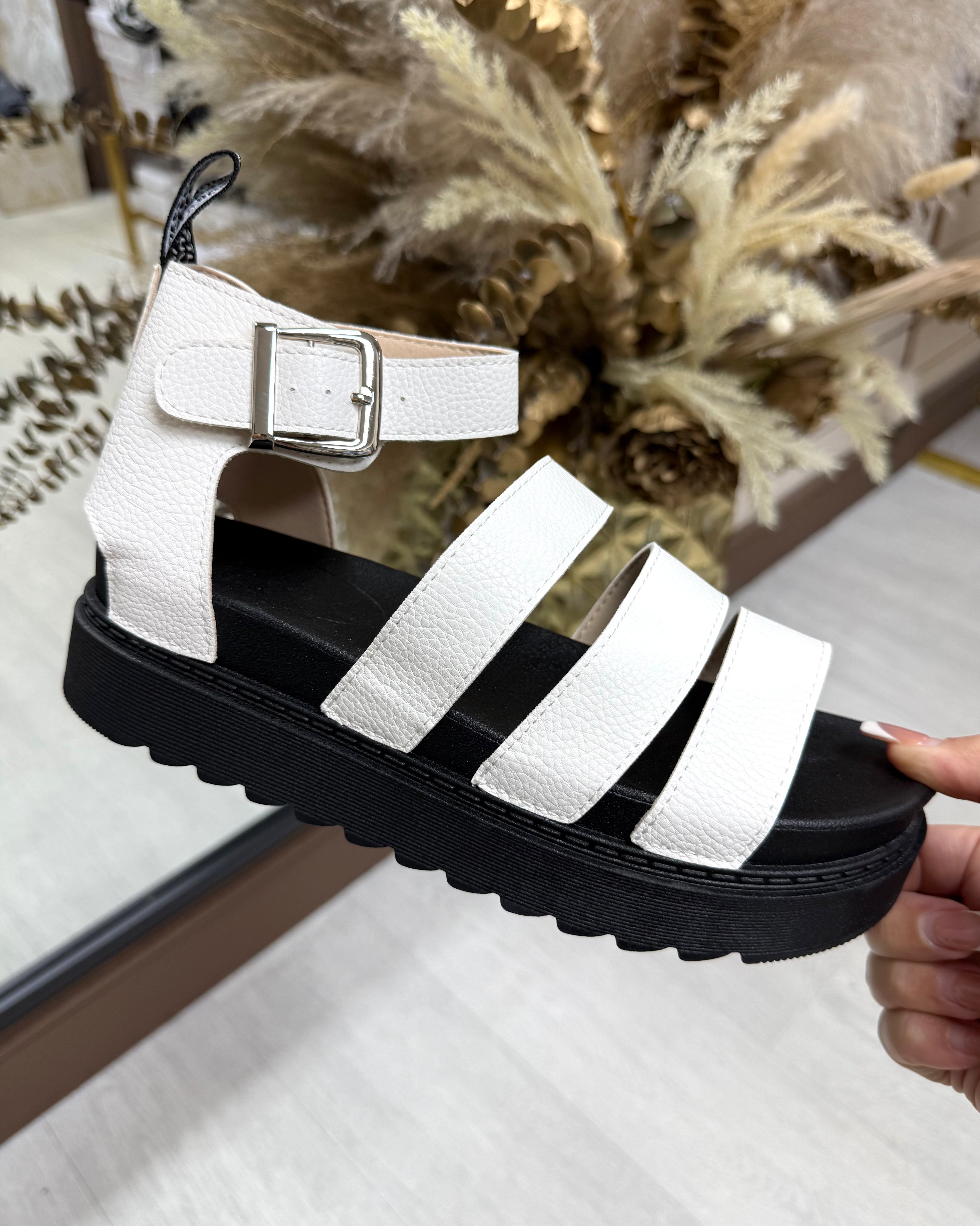 Dr.M Inspired Platform Gladiator Sandals - White