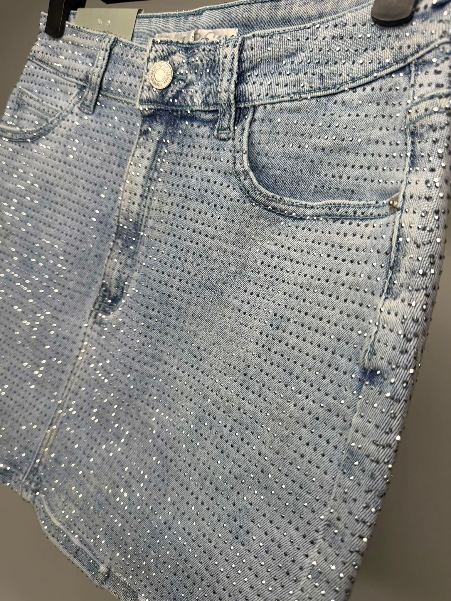 Diamanté Stretchy Denim Skirt
