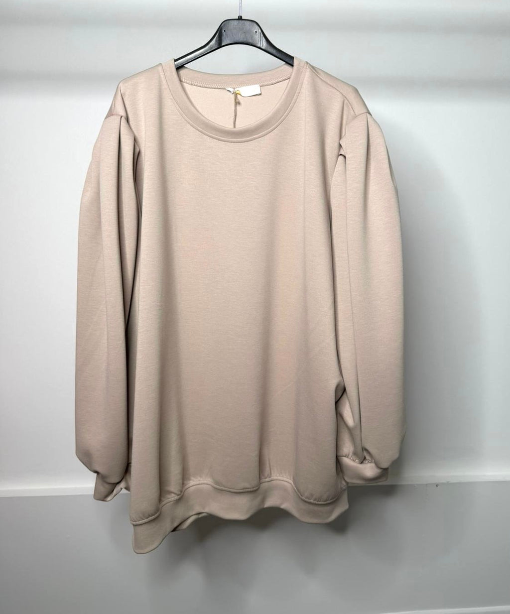 PLUS SIZE - Ruched Shoulder Detail Oversized Soft Scuba Jumper Dress