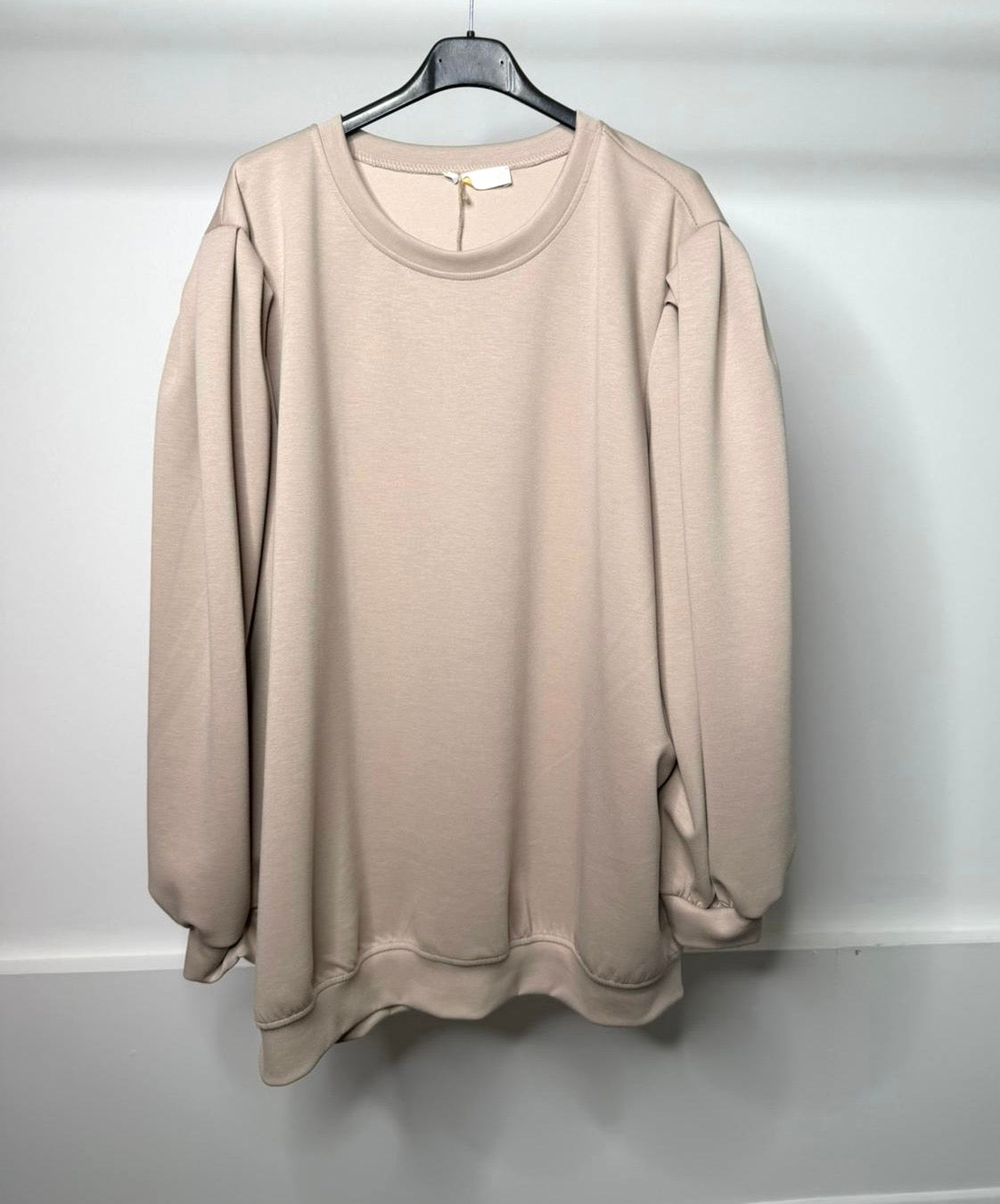 PLUS SIZE - Ruched Shoulder Detail Oversized Soft Scuba Jumper Dress