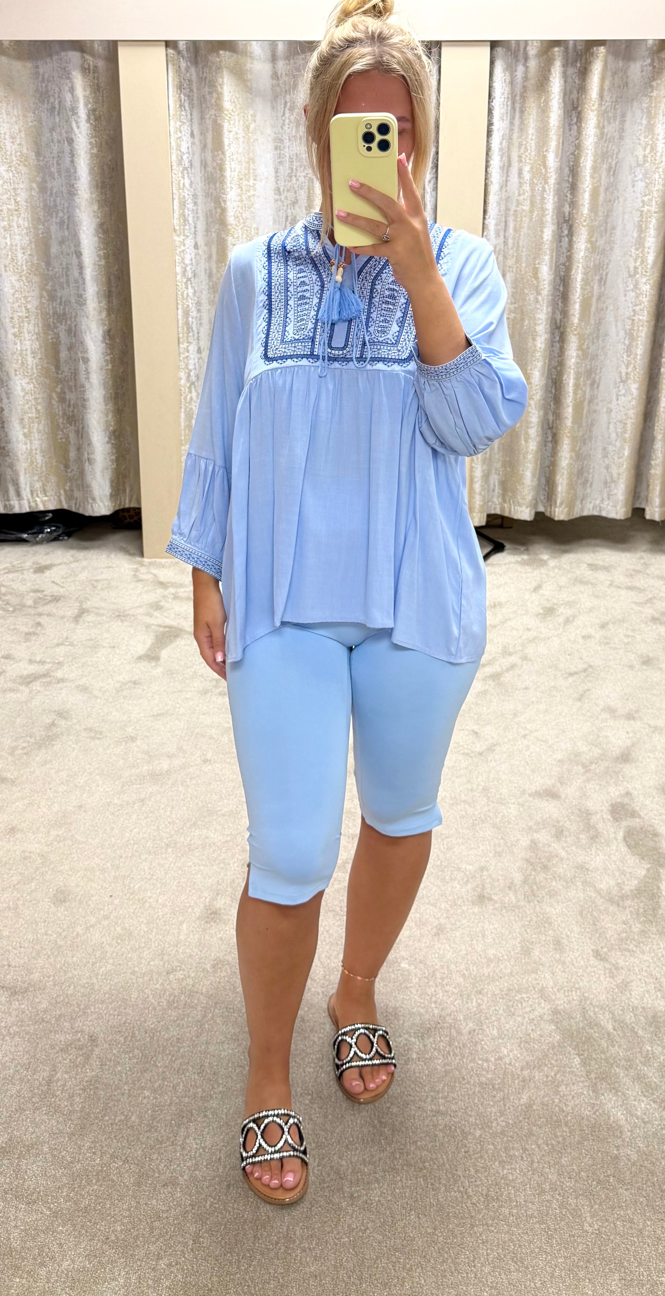 Boho Embroidered Detail Oversized Blouse