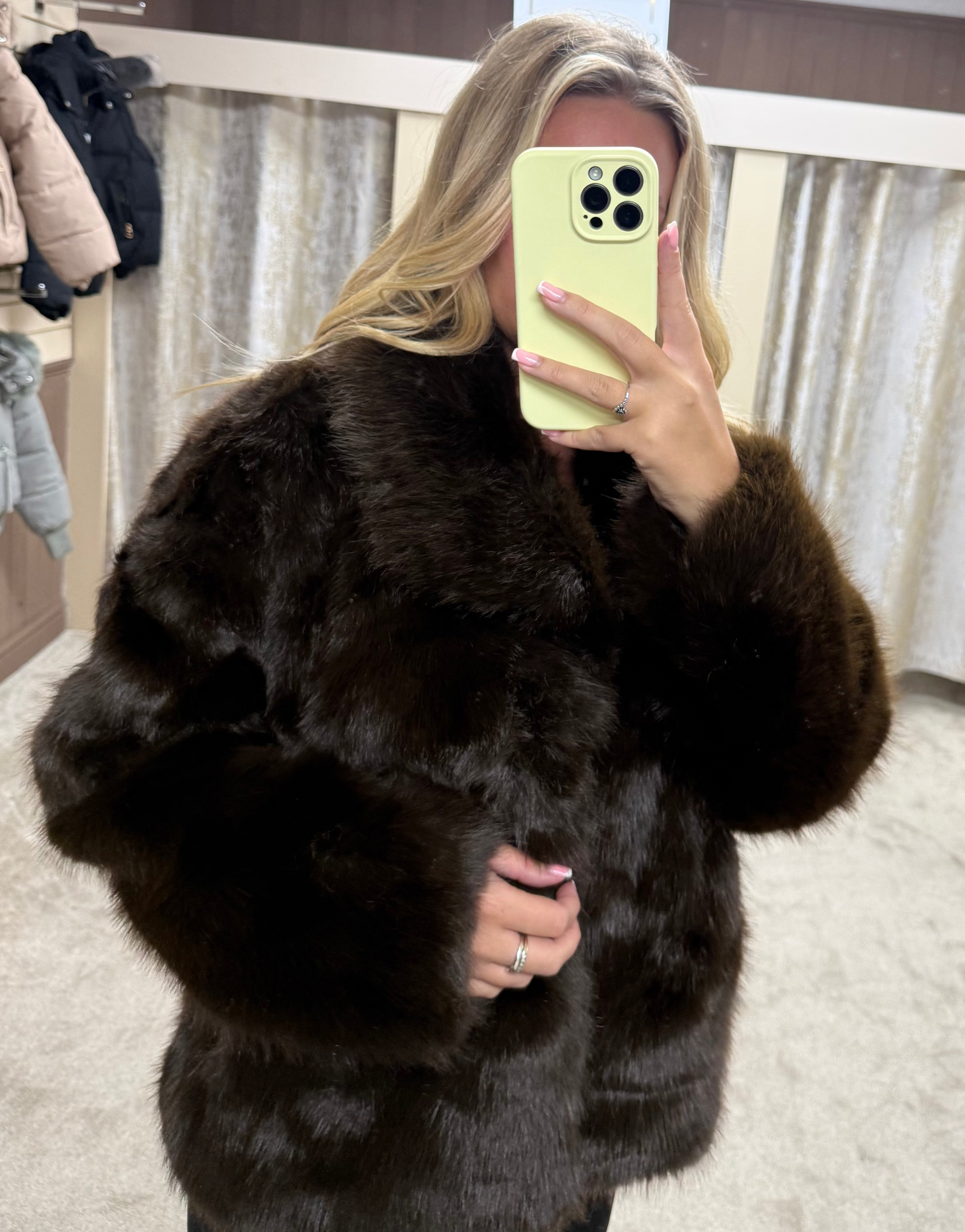 Luxe Faux Fur Jacket - Chocolate Brown
