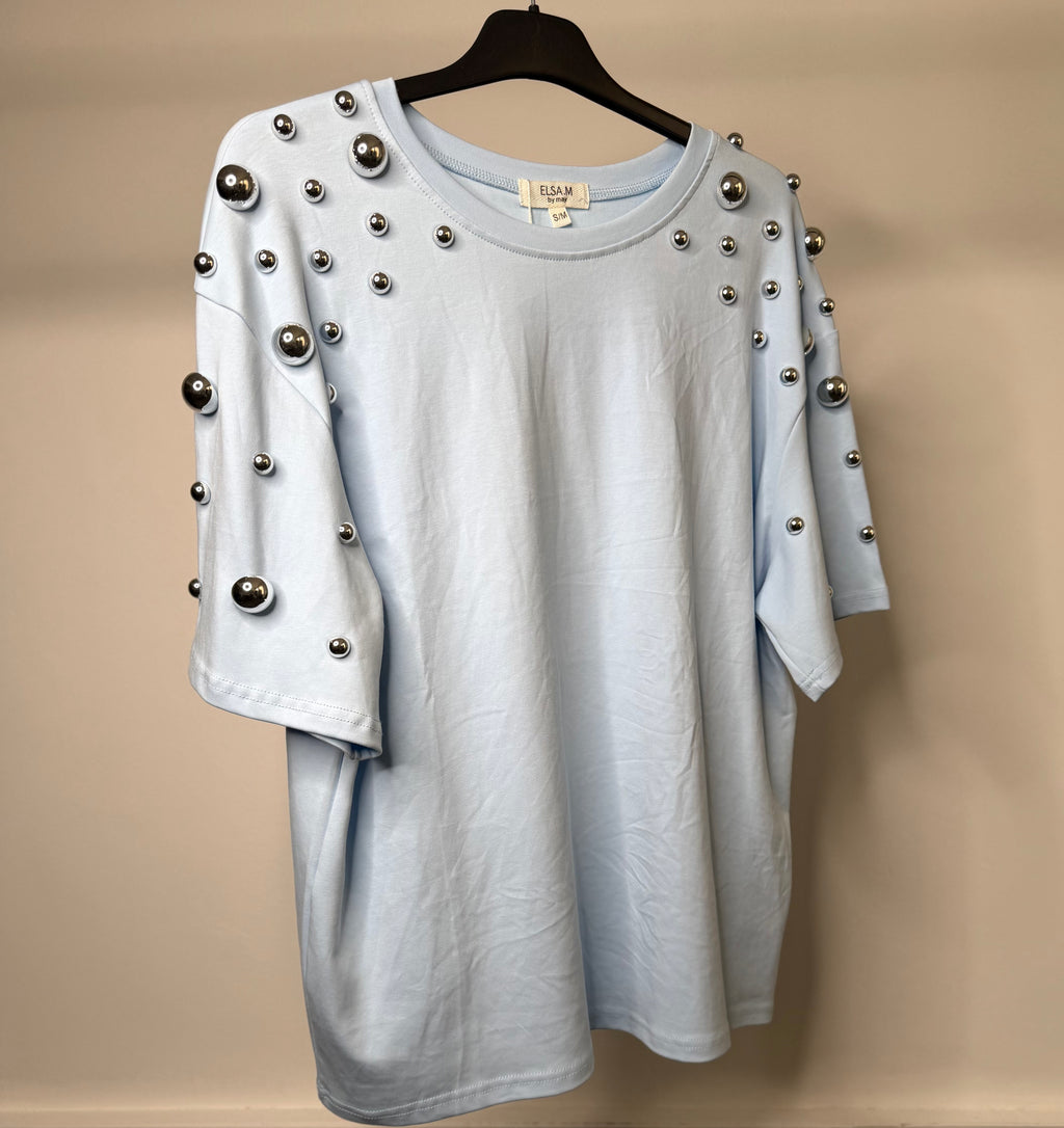 LUXE Stud Embellished Short Sleeve T-Shirt