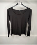 Double Layer Slinky Scoop Neck Long Sleeve Tops