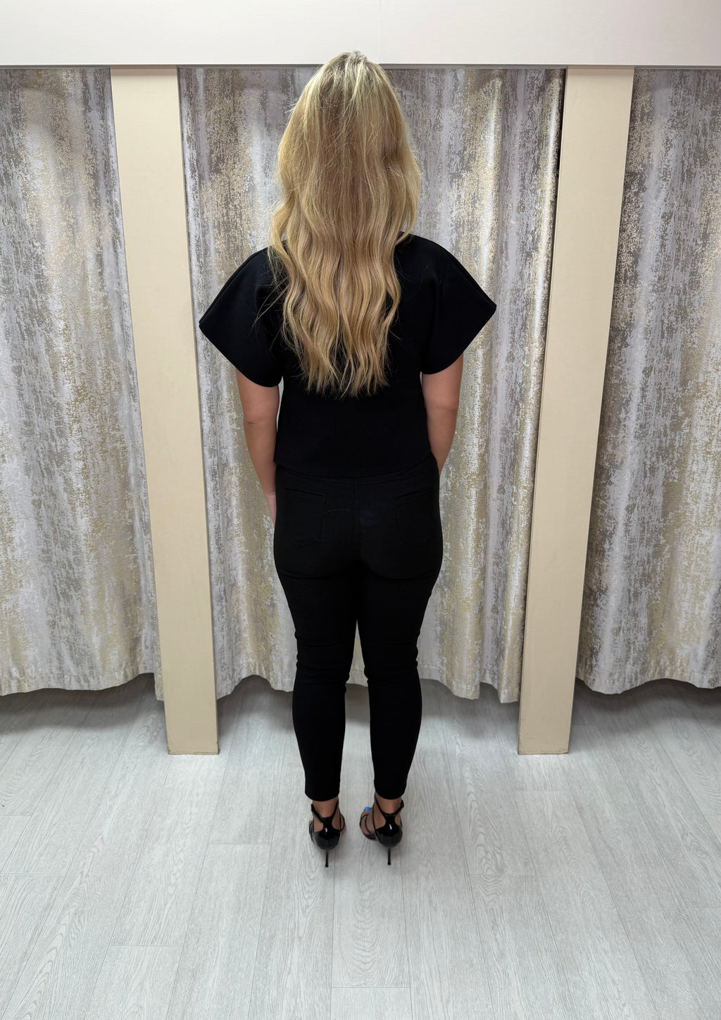 Cap Sleeve Wrap Top with Gold Button Detail