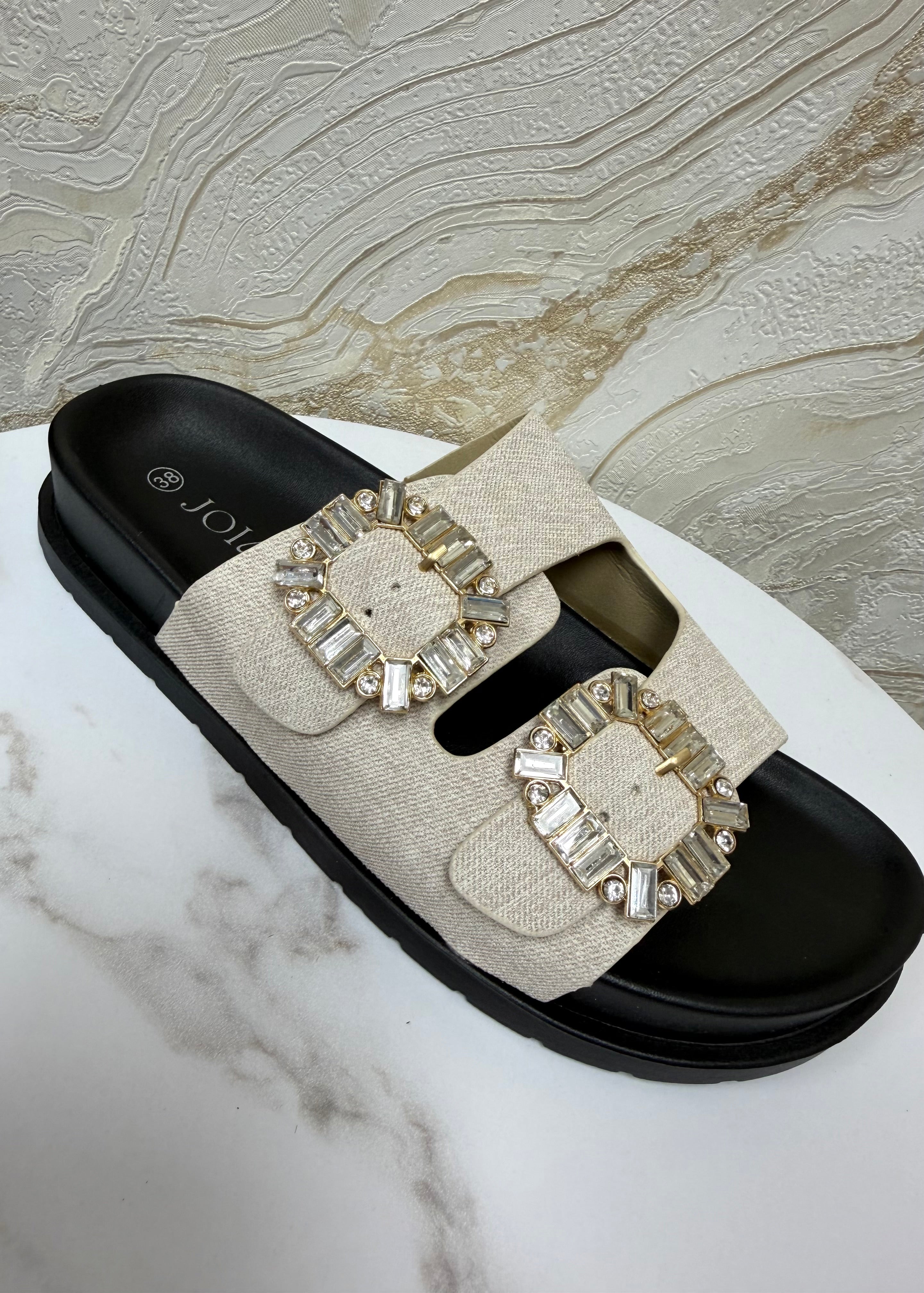 Neutral Silver Buckle Sliders