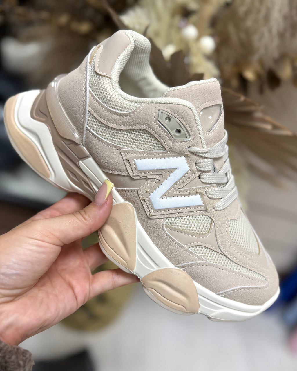New Balance 9060 Inspired Trainers - Nude & Beige