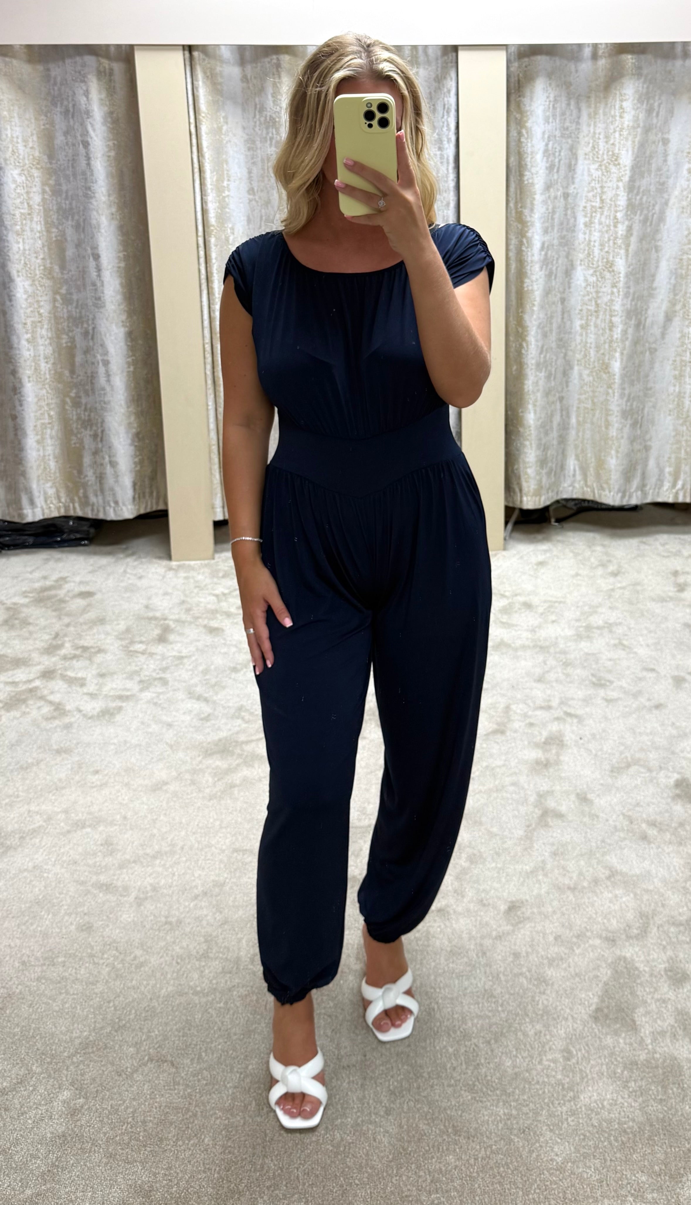 Waist Cinching Flattering Jumpsuit With Ruched Detailing