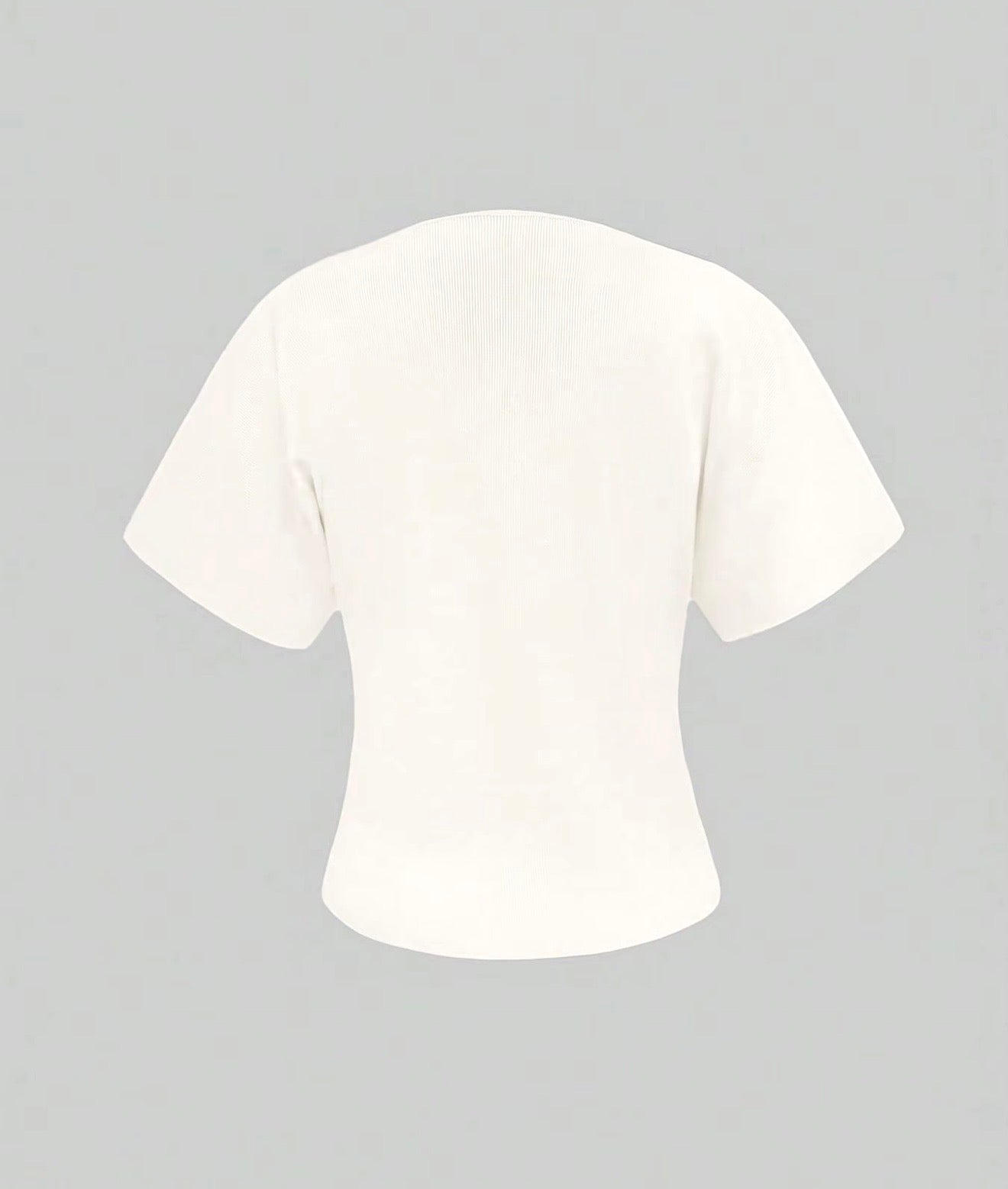 Elegant Front Gold Buckle Cap Sleeve V Neck Top - White