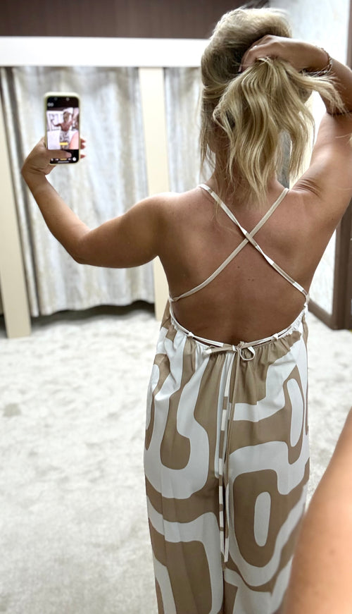 Abstract Strappy Jumpsuit