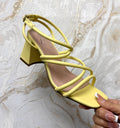 Strappy Comfy Block Heels - Lemon