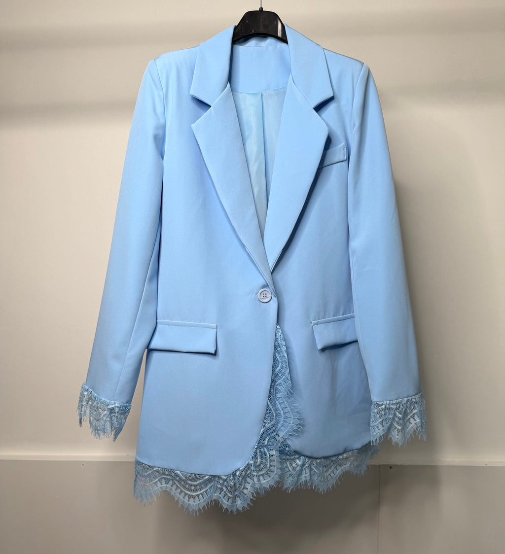 LUXE Waist Cinching Blazer With Lace Detail