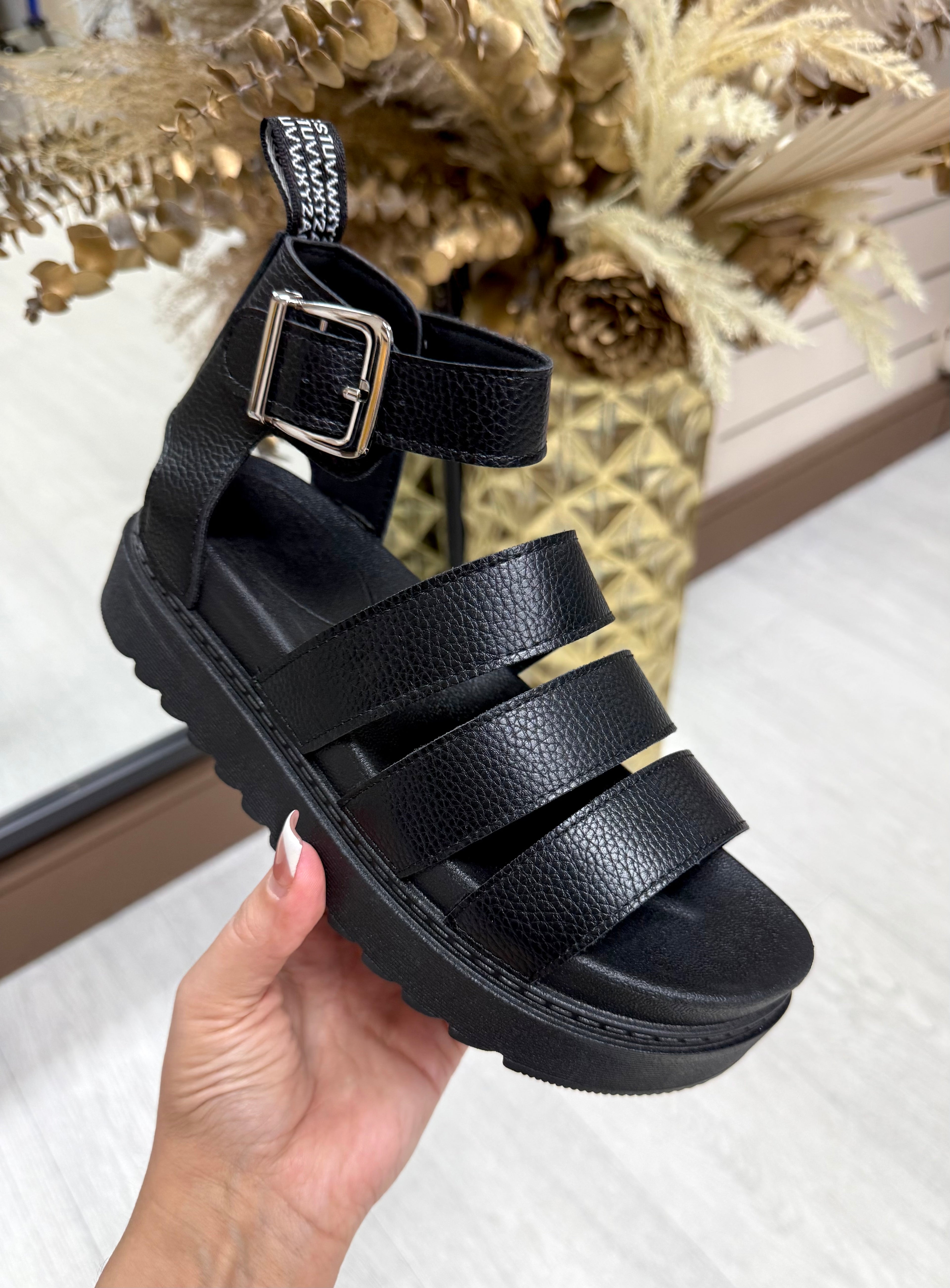 Dr.M Inspired Platform Gladiator Sandals - Black