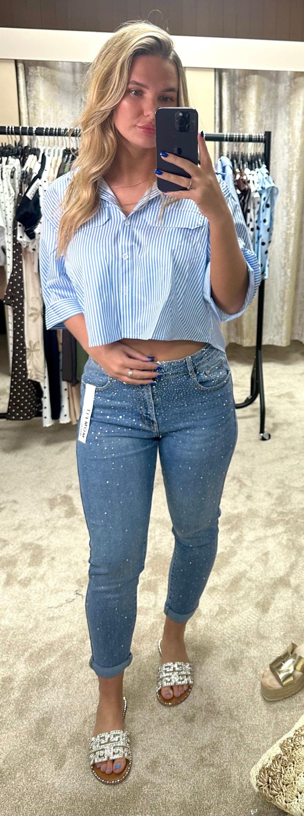 Diamanté Stretchy Mom Jeans
