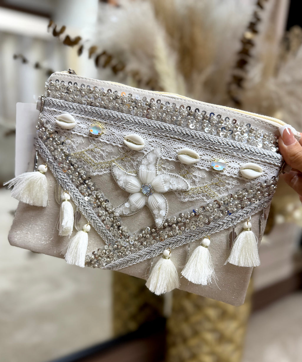 Embellished Boho Clutch Bag - Starfish