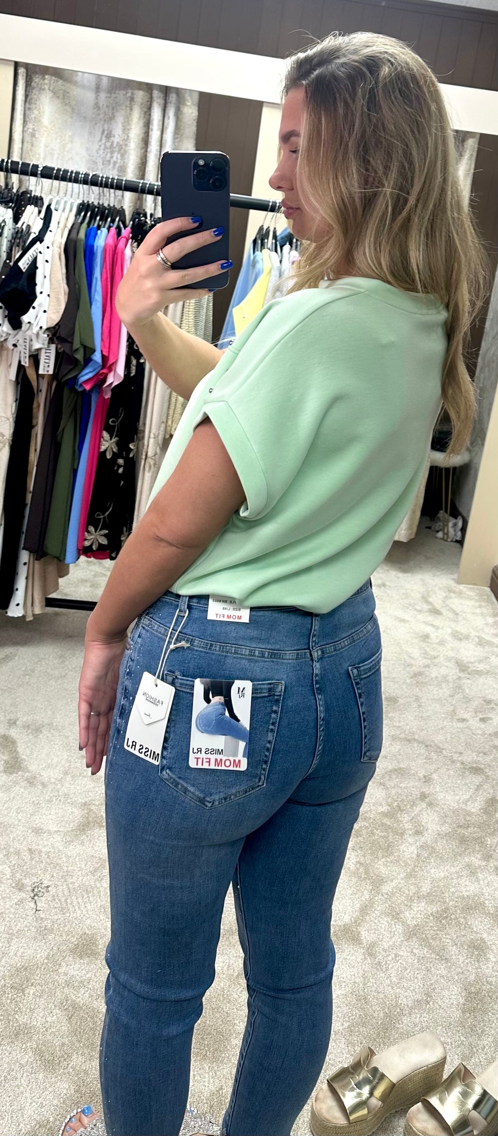 Diamanté Stretchy Mom Jeans