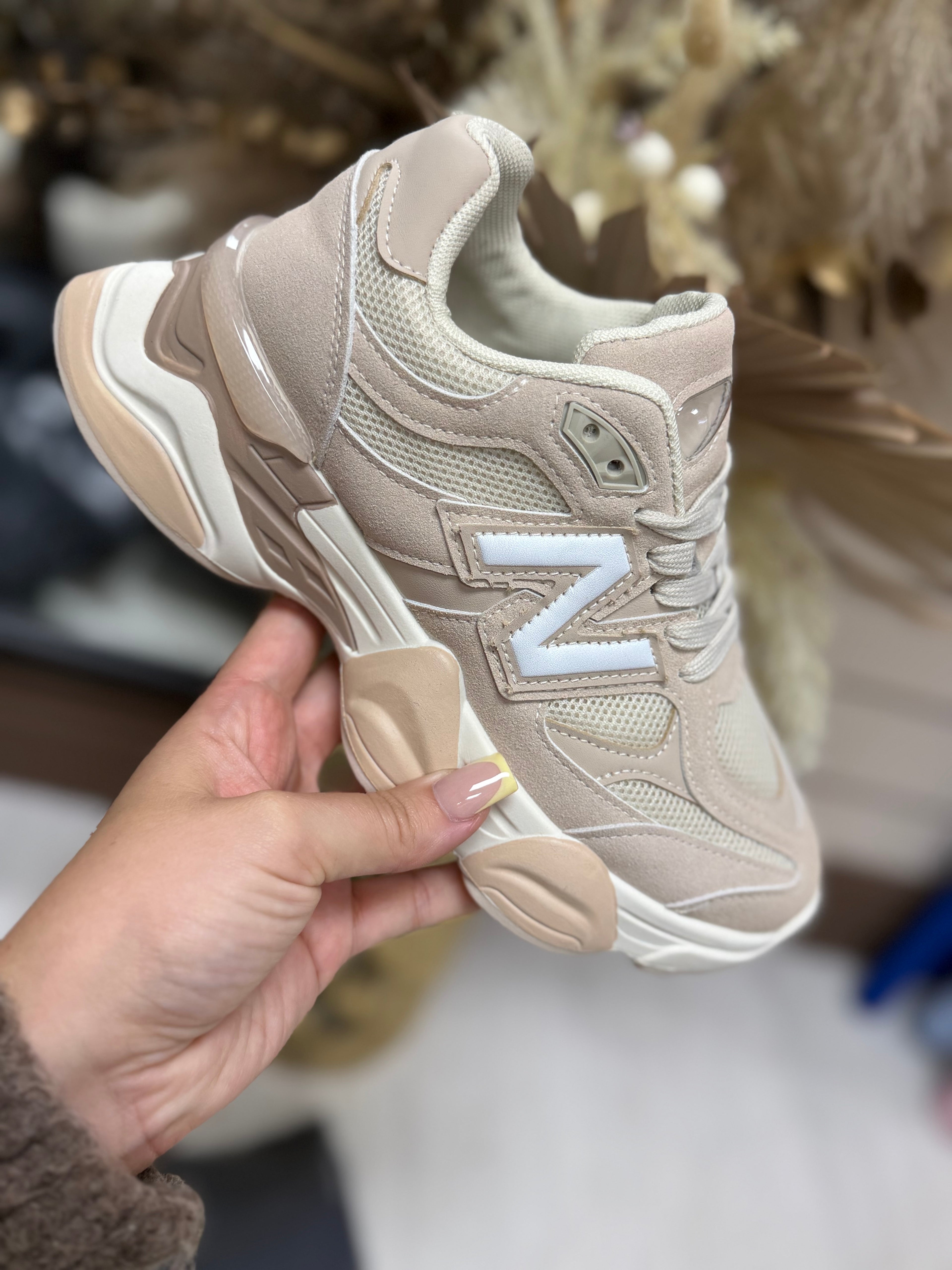 New Balance 9060 Inspired Trainers - Nude & Beige