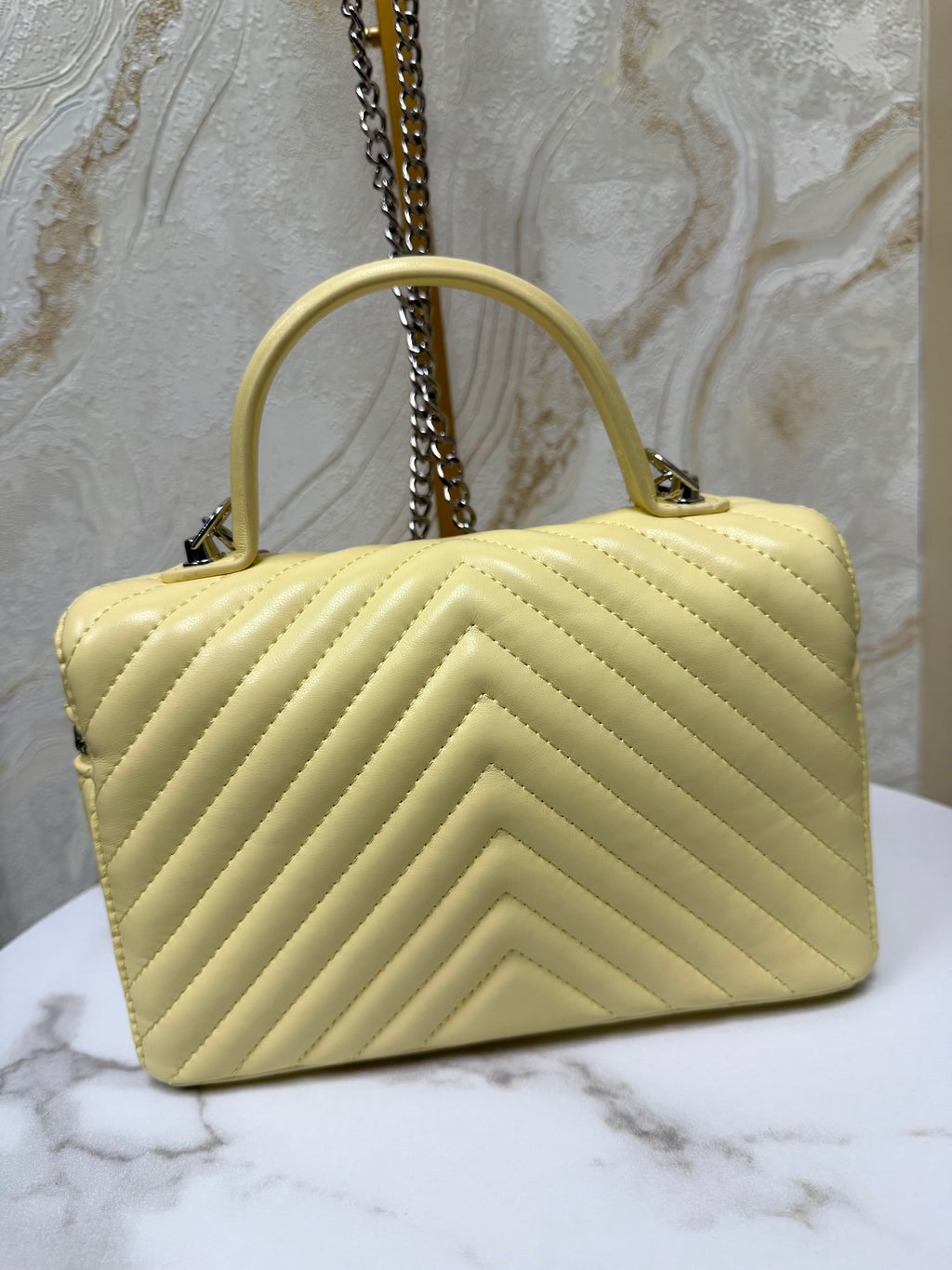 Lemon Quilted Zip Detail Cross Body Bag