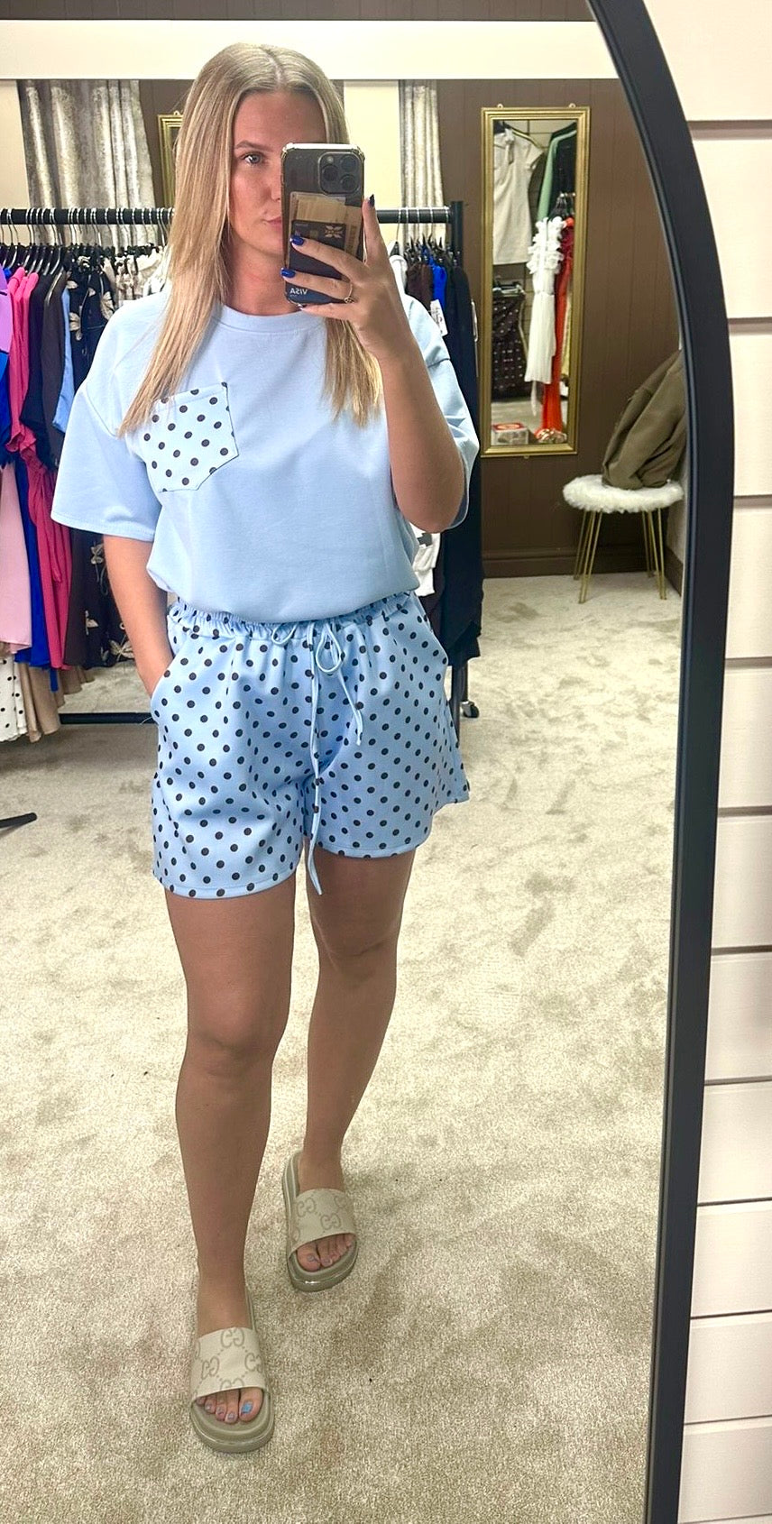 Polka Dot Soft Scuba T-Shirt & Shorts Co Ord