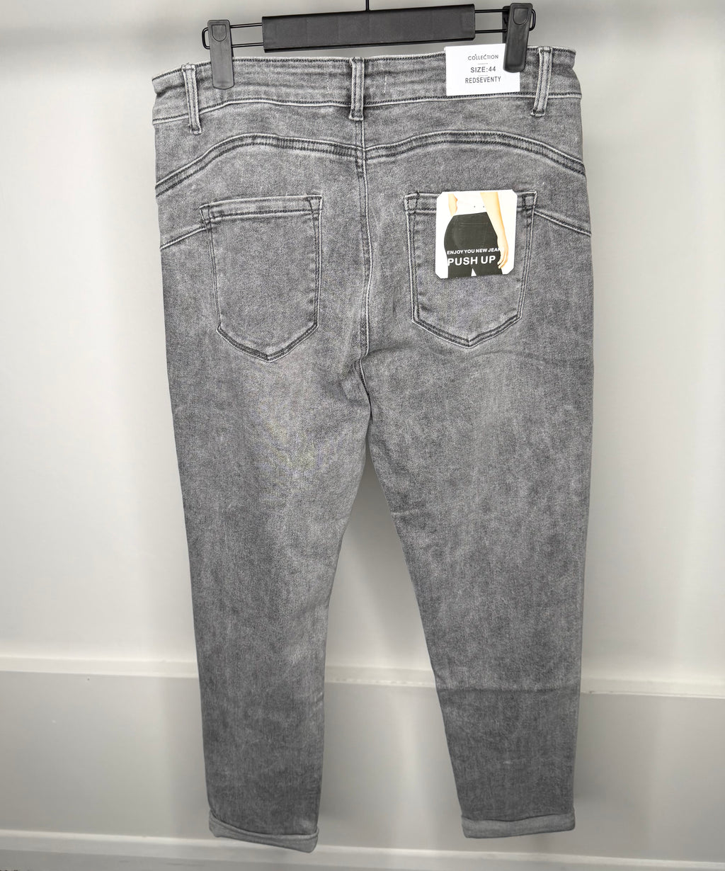 Grey Acid Wash Premium Stretchy Jeans - Push Up Sculpt Design