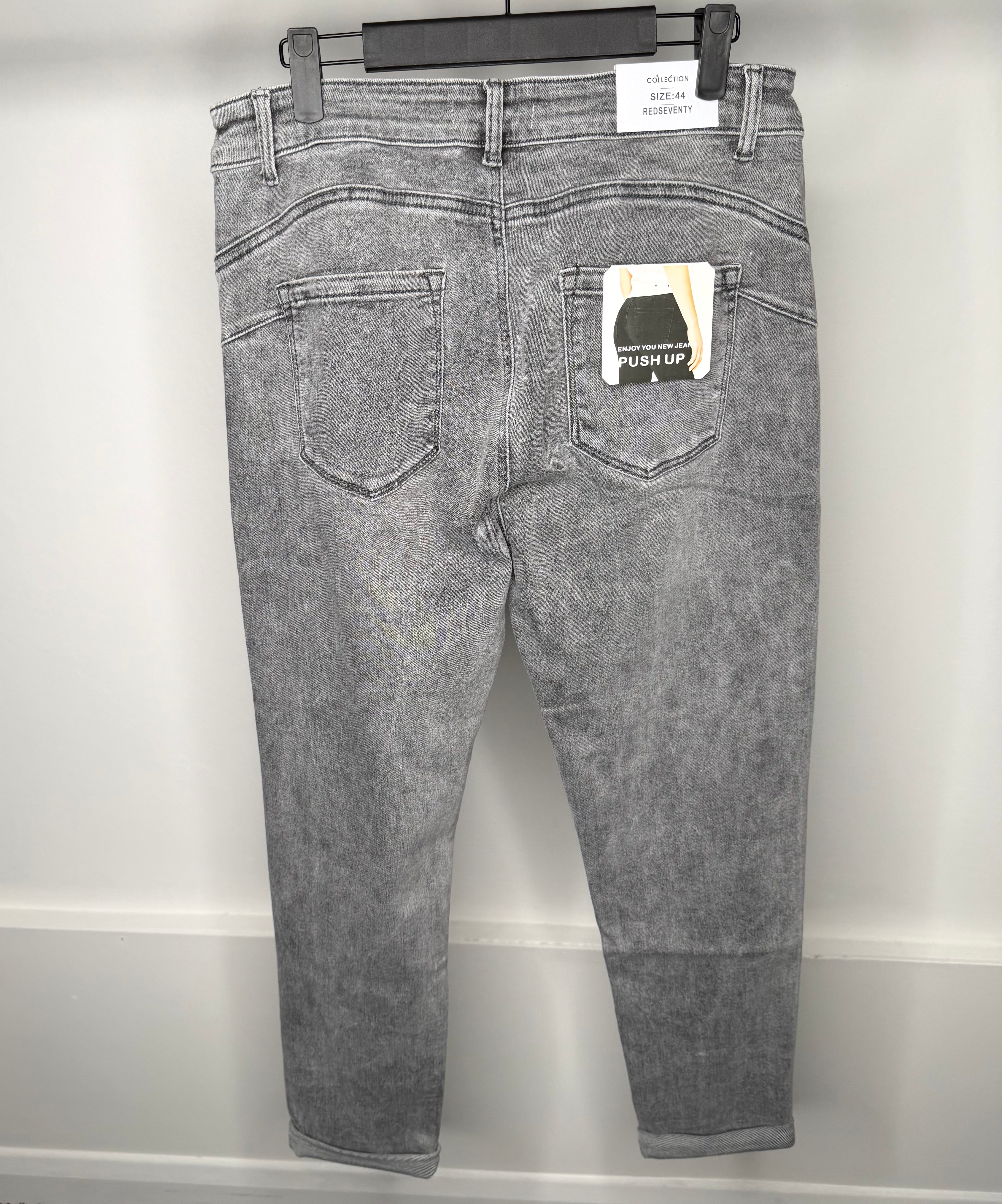 Grey Acid Wash Premium Stretchy Jeans - Push Up Sculpt Design