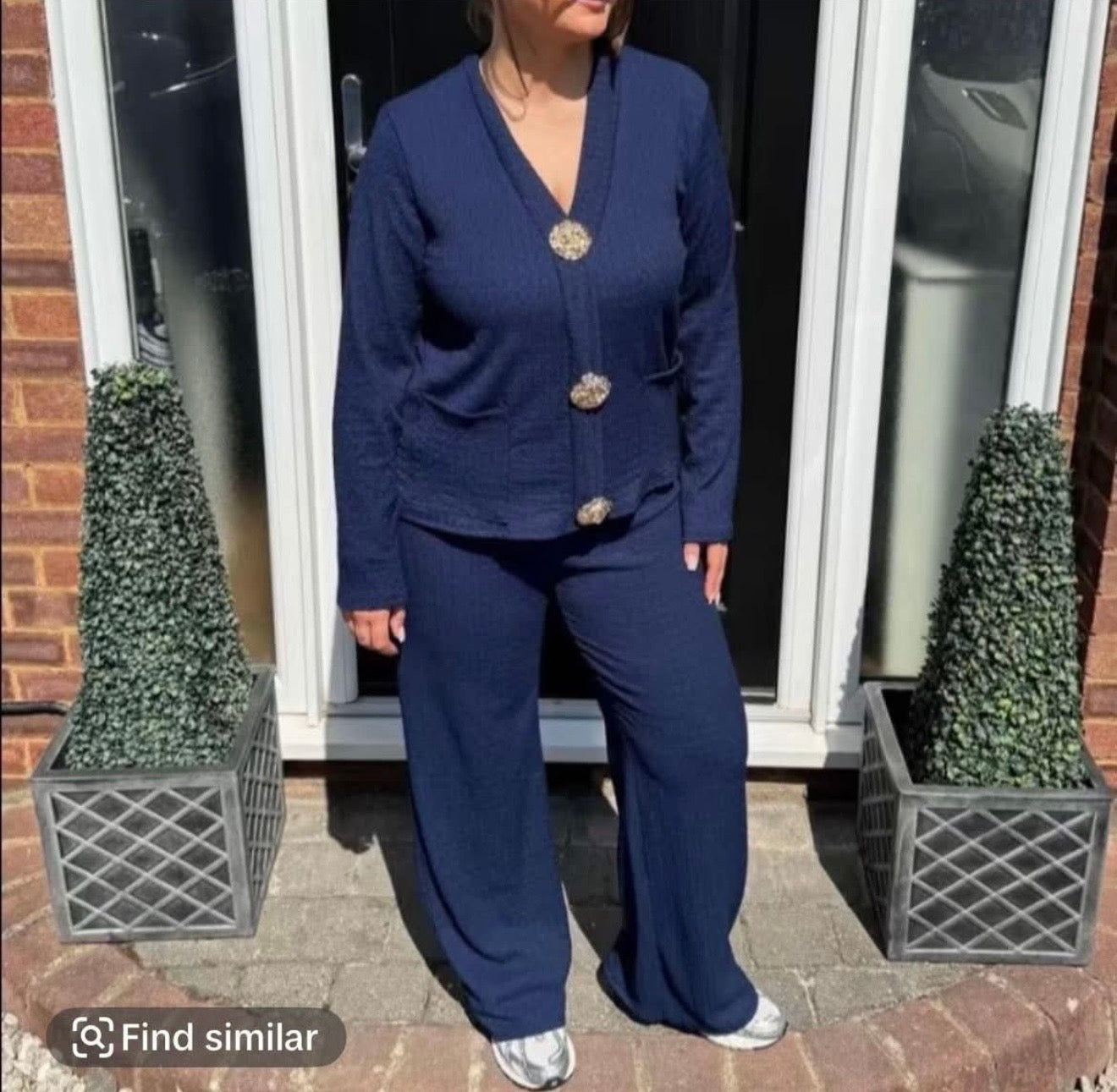 Crinkle Cheesecloth Gold Button Detail Co Ord