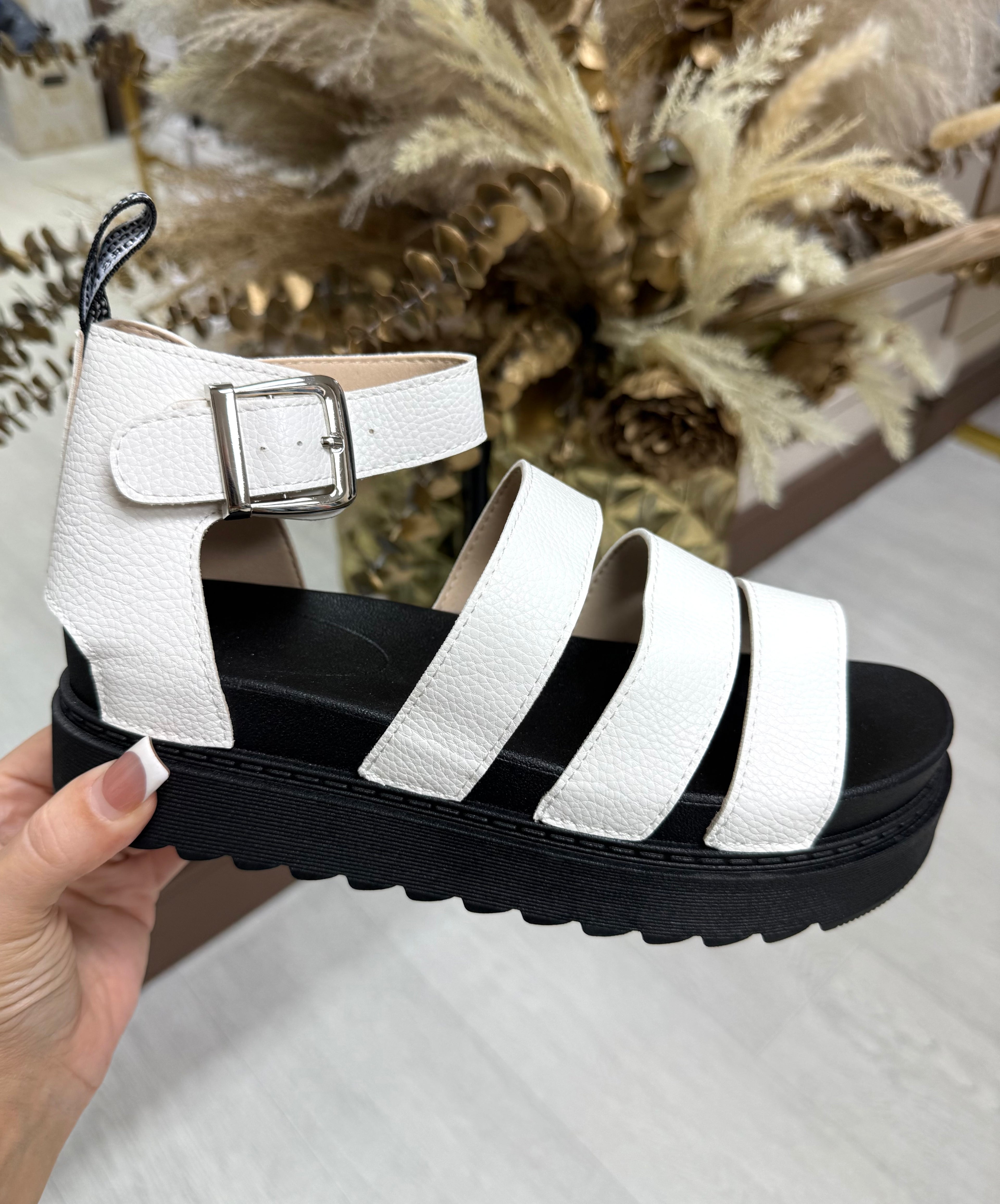 Dr.M Inspired Platform Gladiator Sandals - White
