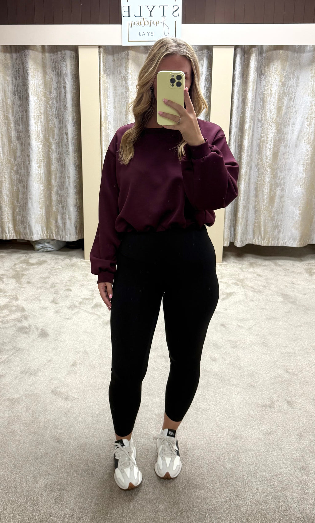 Long Sleeve Bubble Hem Elasticated Cropped Scuba Top